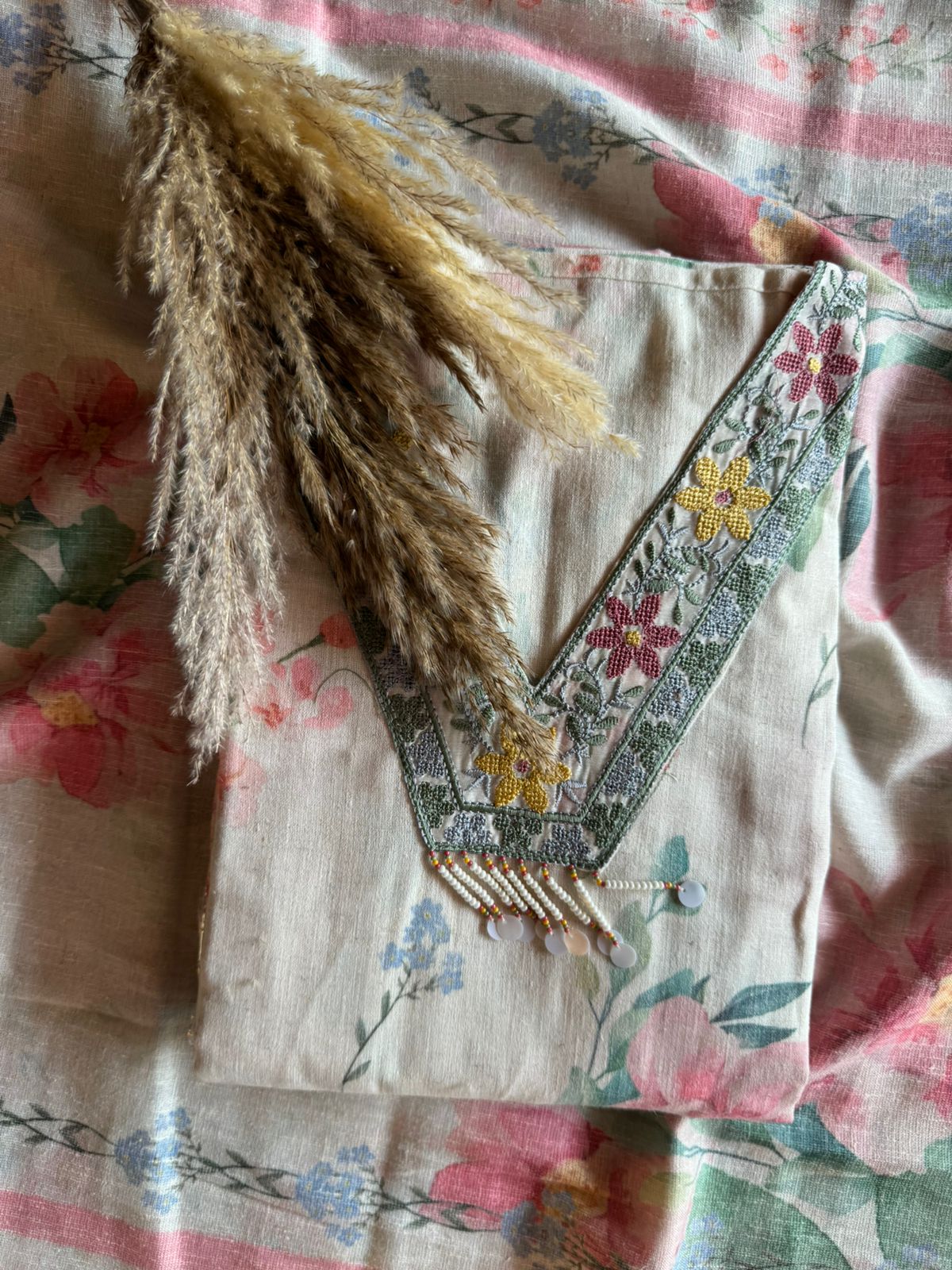 Cotton linen floral digital printed shirt