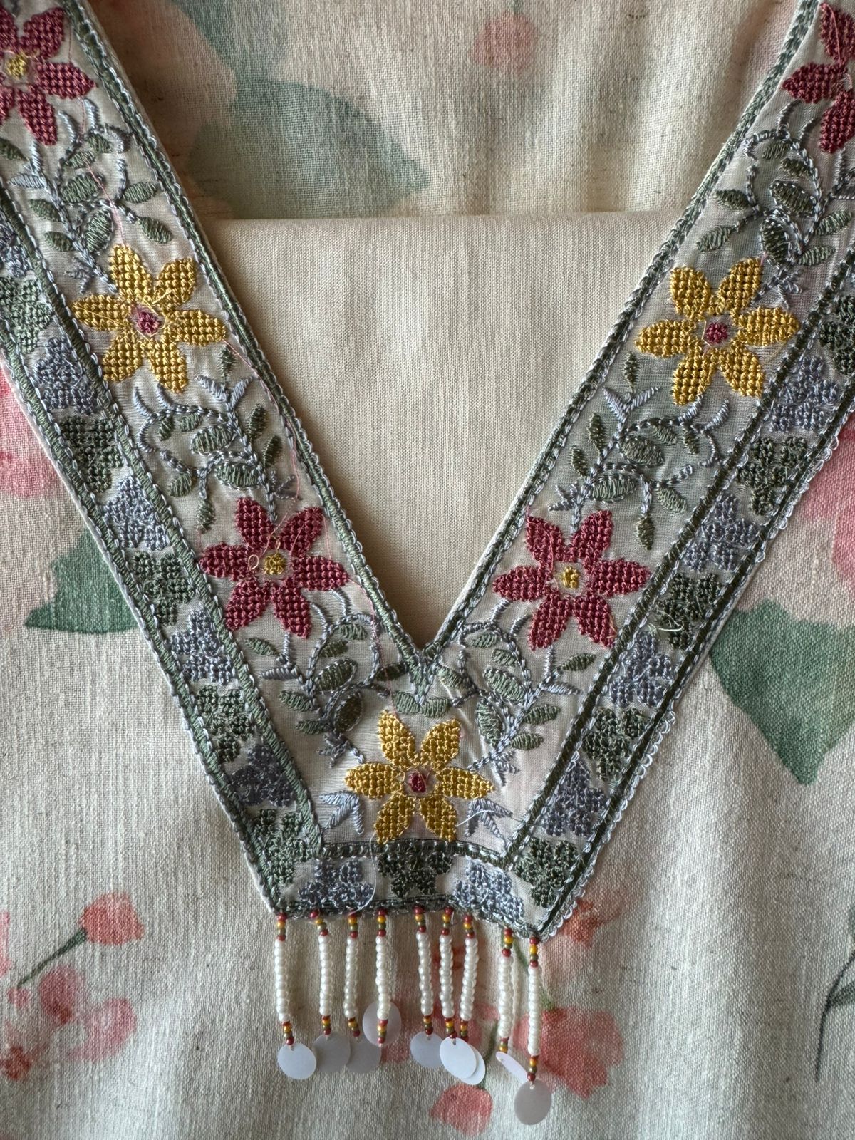 Cotton linen floral digital printed shirt