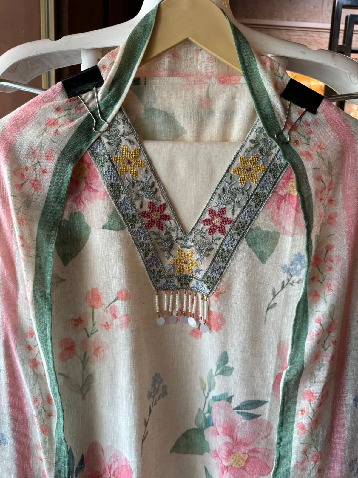 Cotton linen floral digital printed shirt