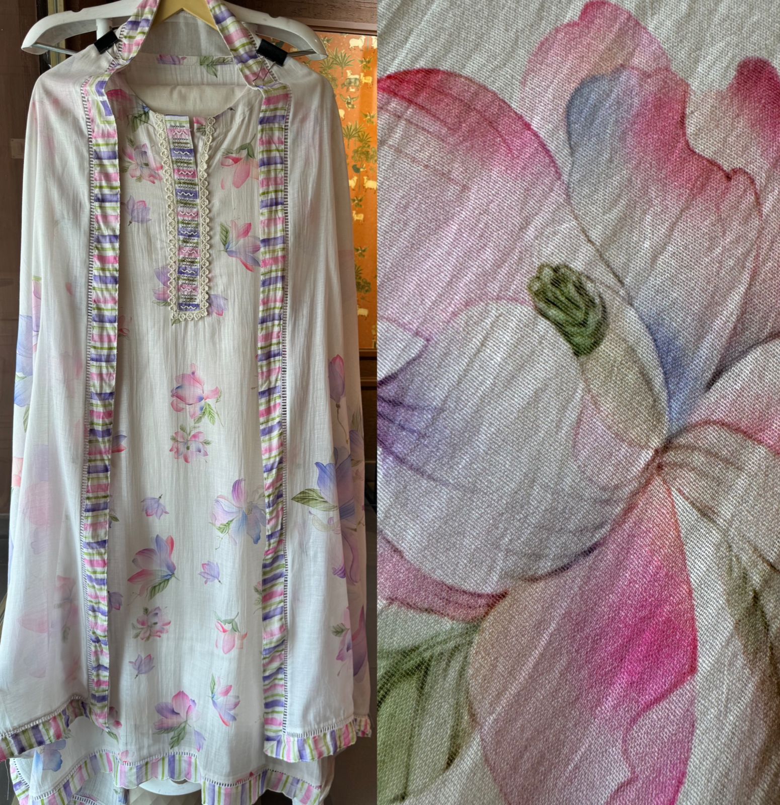 Shop New Digital prints on Mul chanderi this summer season