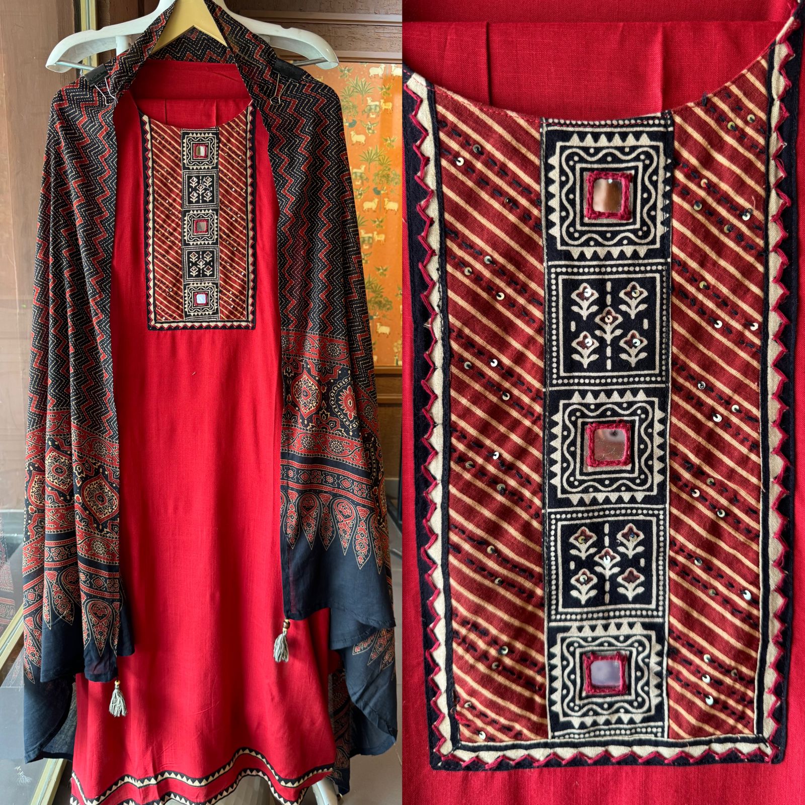 Jam cotton Unstitched shirt with Jaipuri Printed