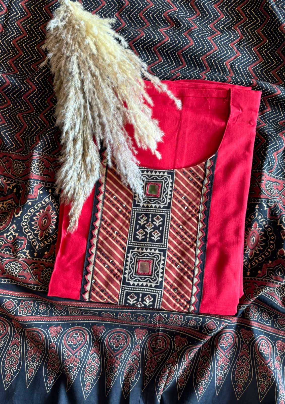 Jam cotton Unstitched shirt with Jaipuri Printed