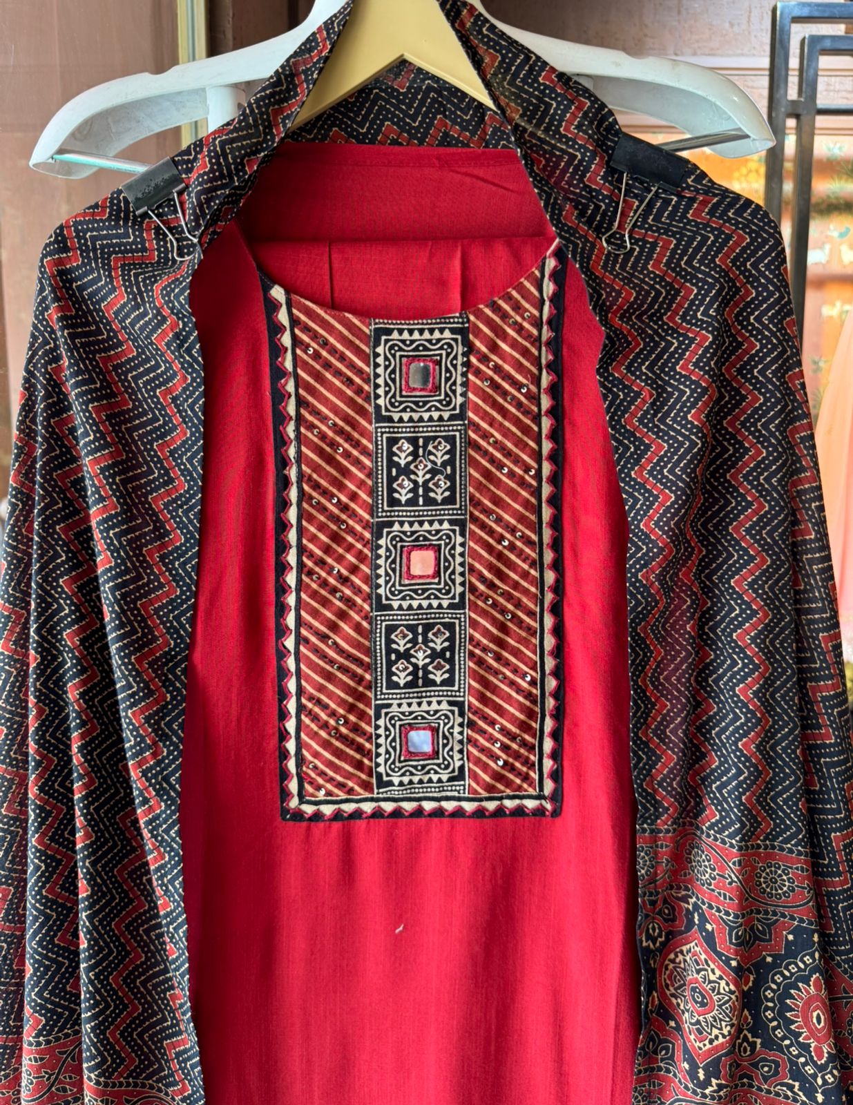 Jam cotton Unstitched shirt with Jaipuri Printed