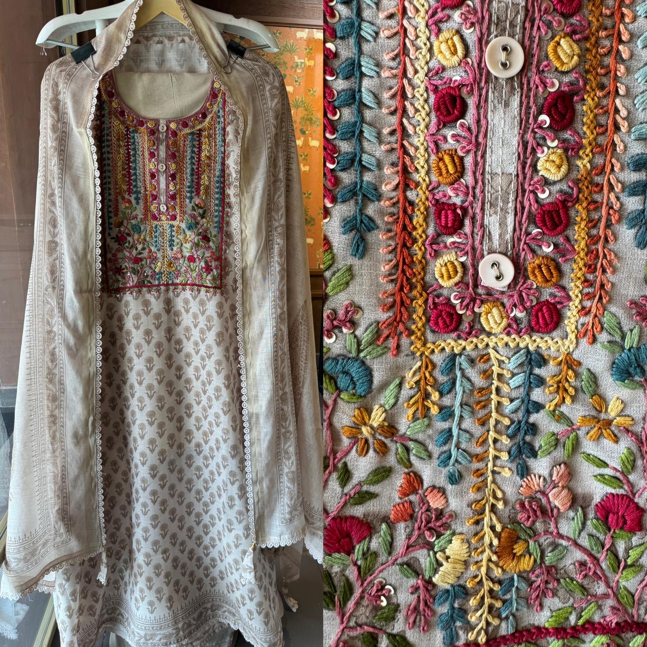 Cotton linen digital printed Unstitched shirt