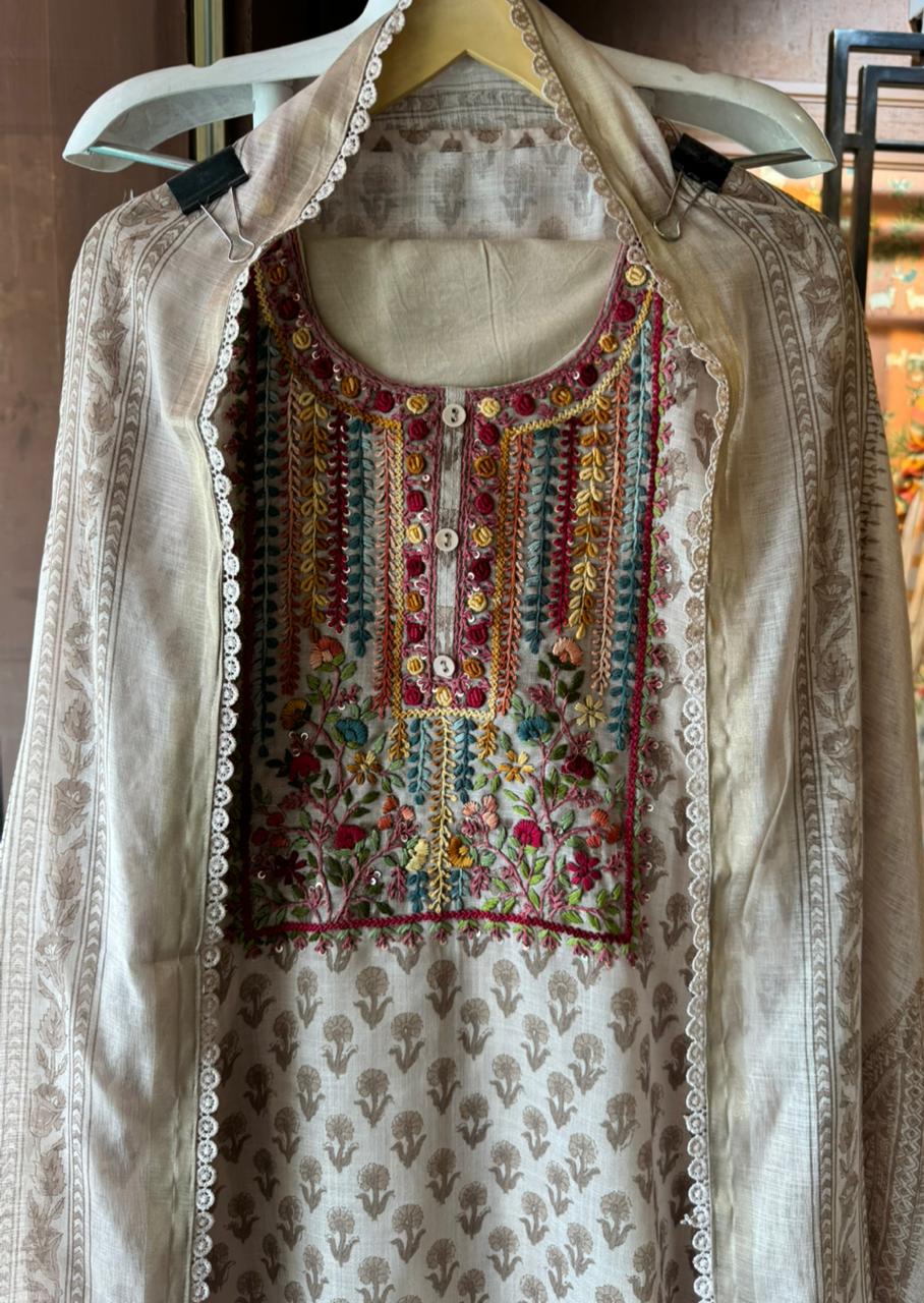 Cotton linen digital printed Unstitched shirt