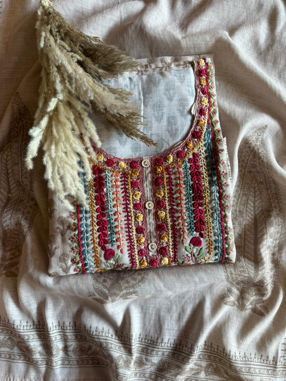 Cotton linen digital printed Unstitched shirt