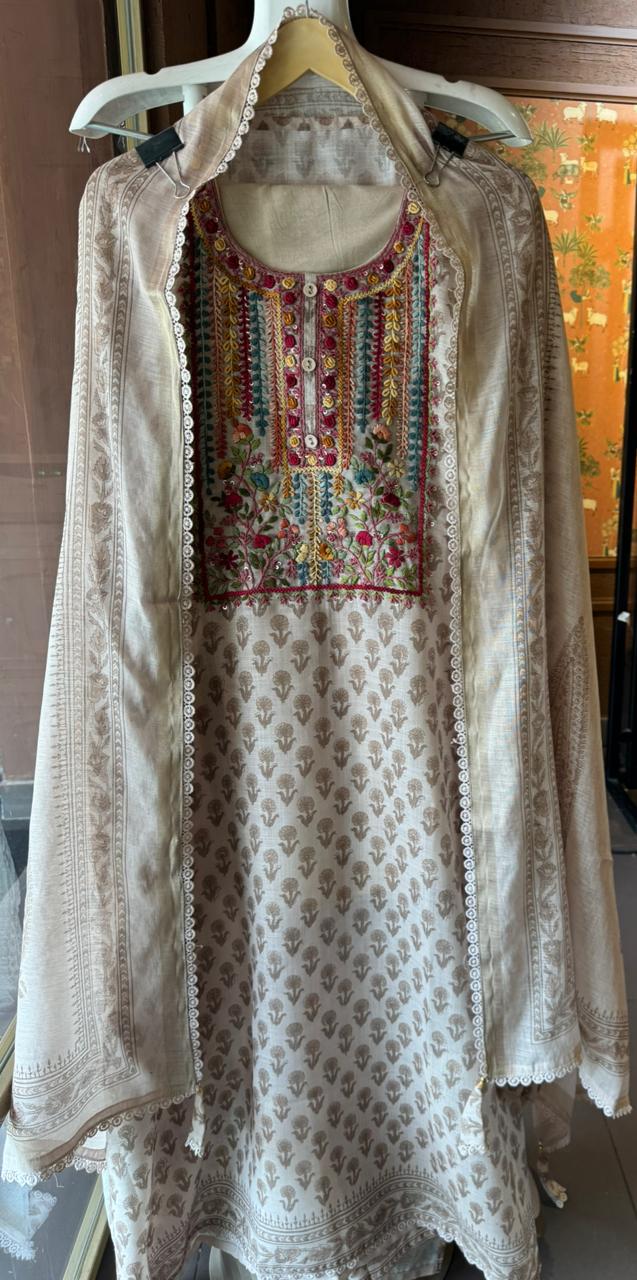 Cotton linen digital printed Unstitched shirt