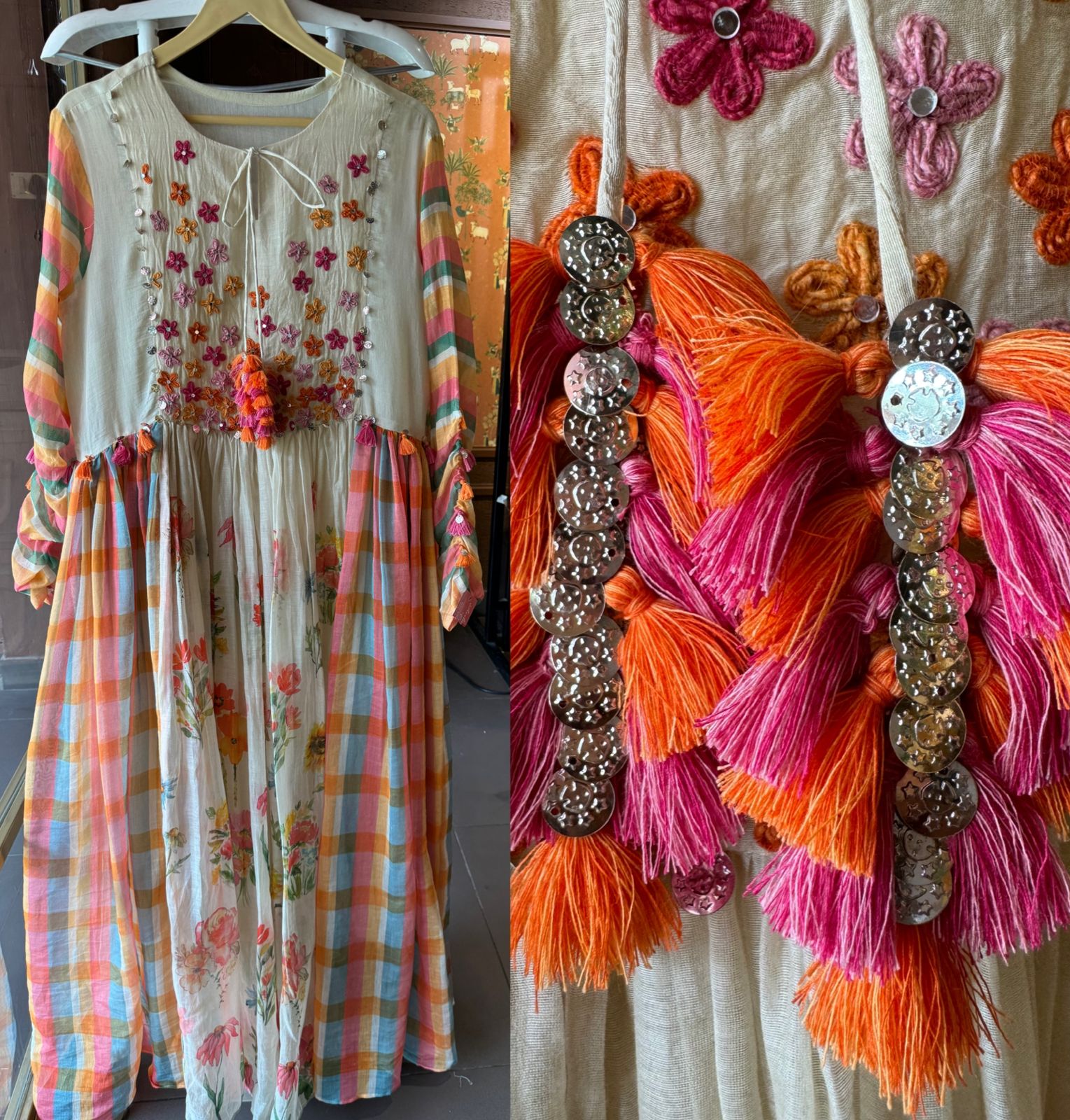 Pure Mul chanderi Pleated designer suit