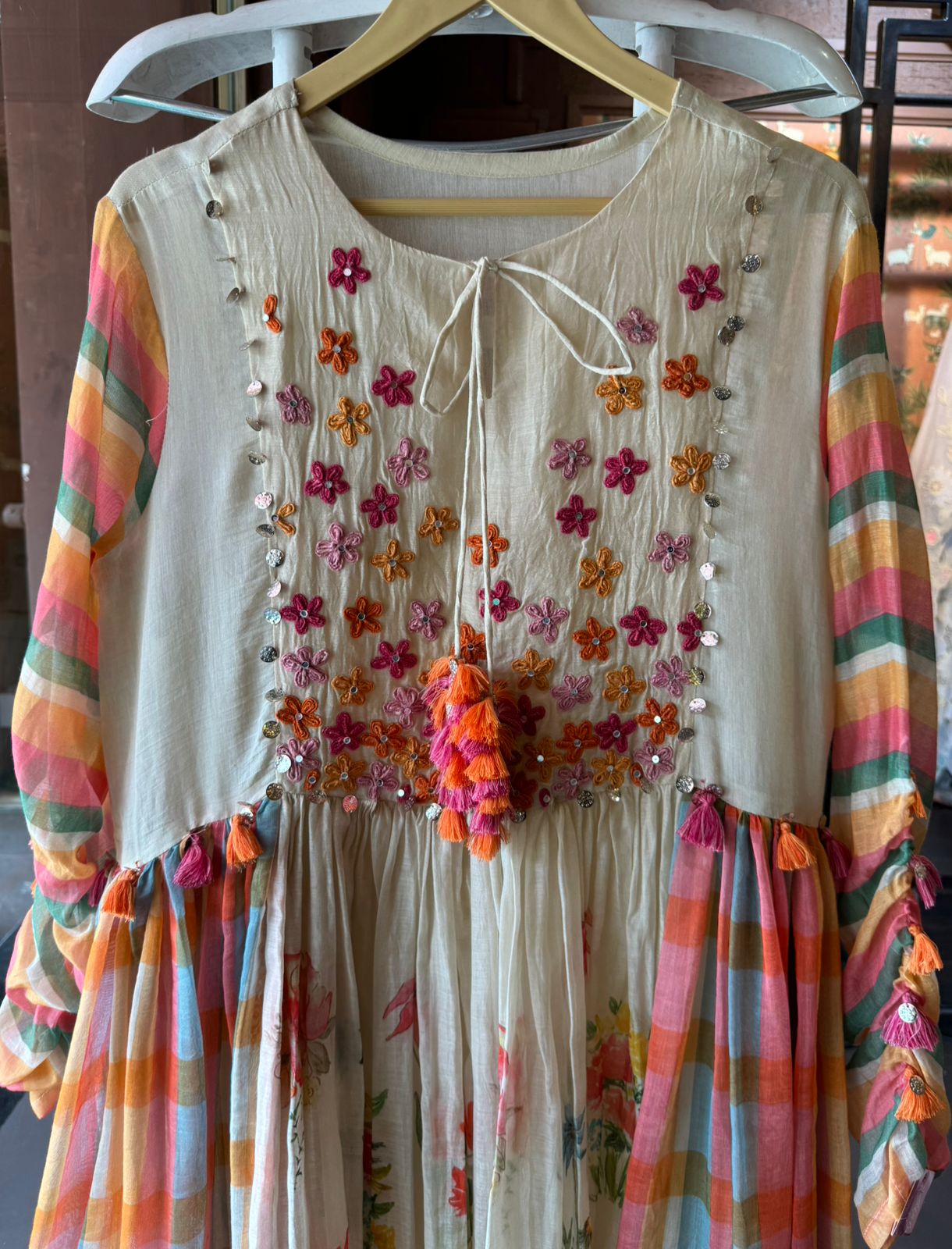 Pure Mul chanderi Pleated designer suit