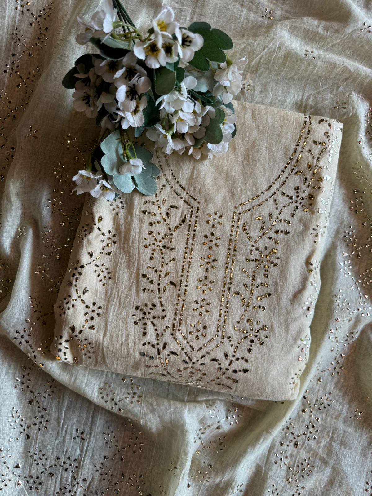 Mul Chanderi Articles with pitta work