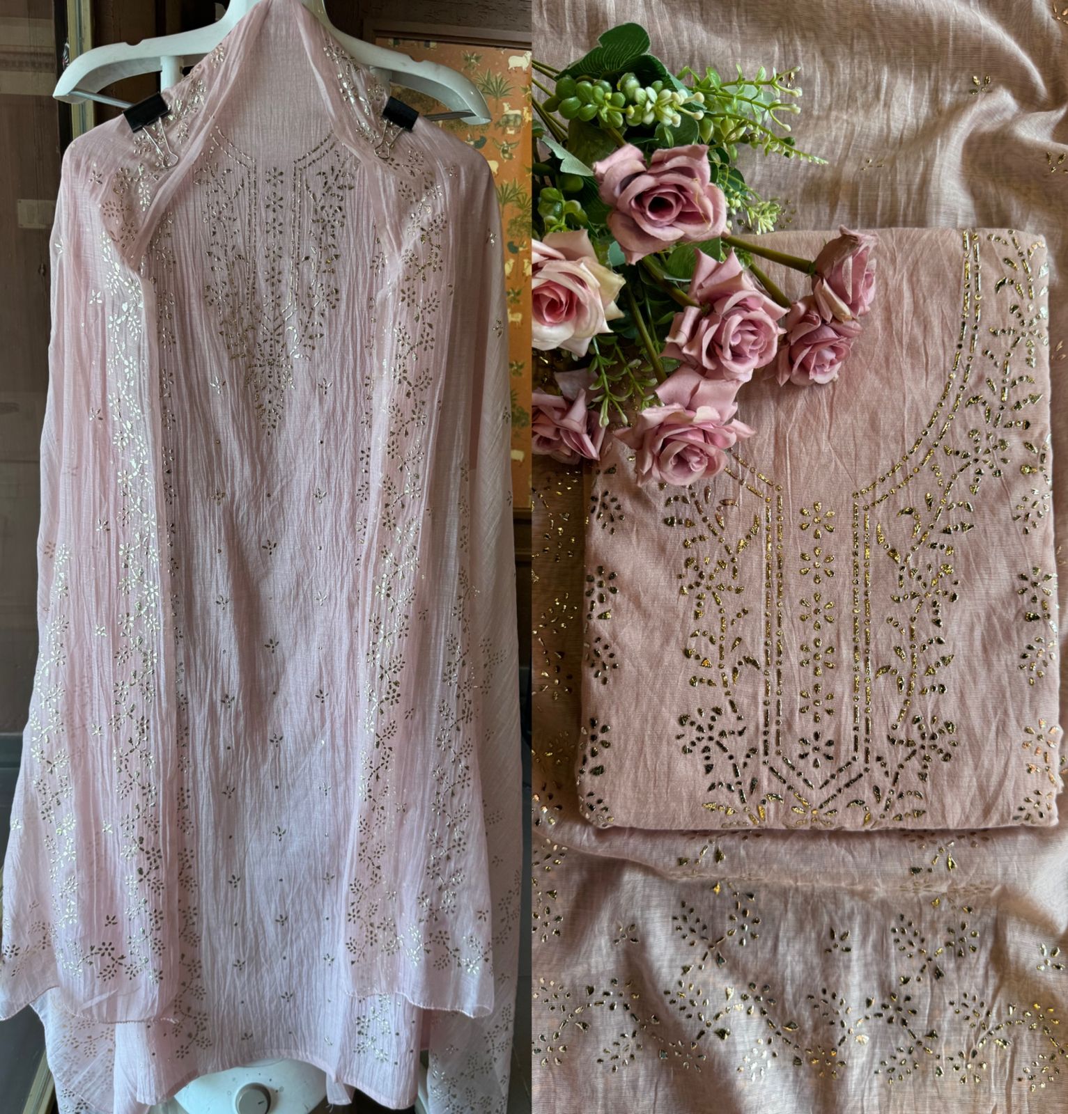 Mul Chanderi Articles with pitta work