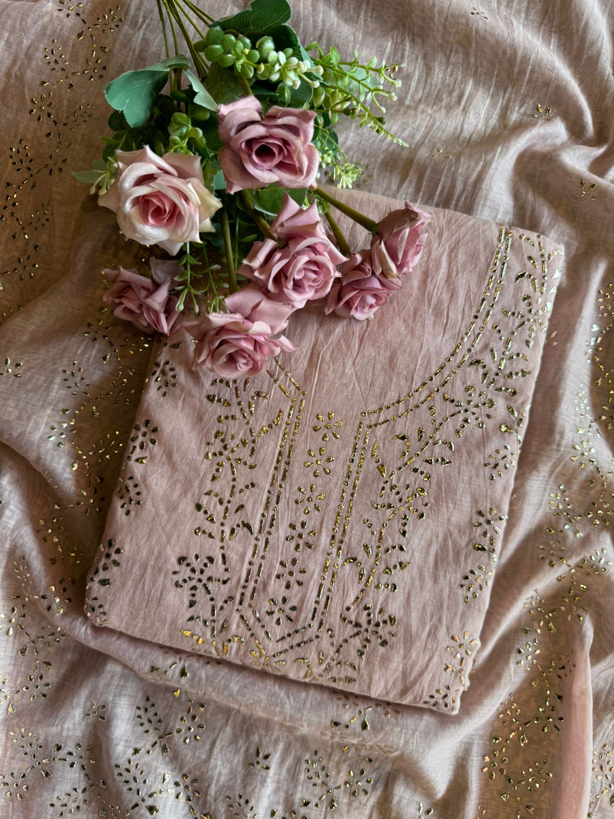 Mul Chanderi Articles with pitta work