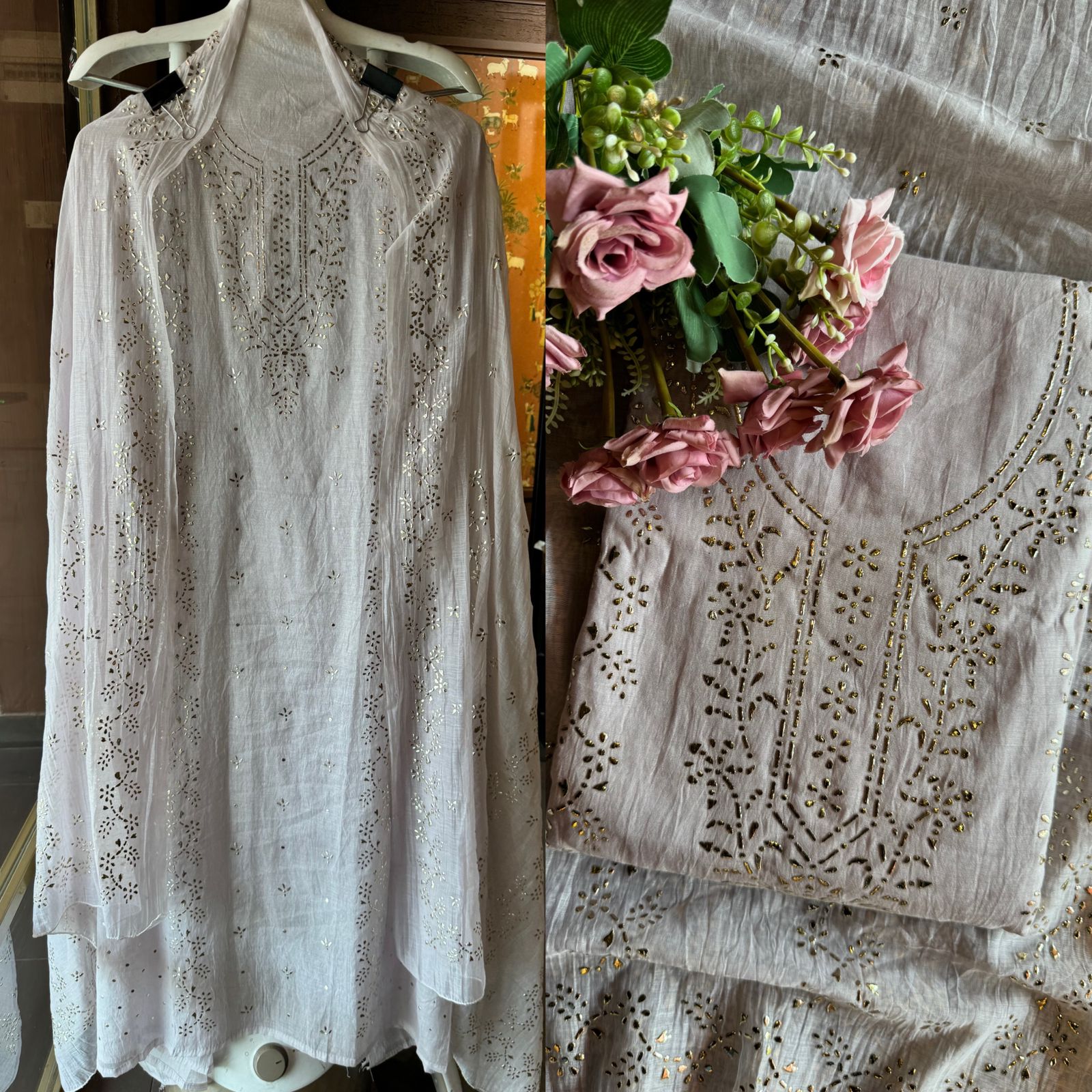 Mul Chanderi Articles with pitta work