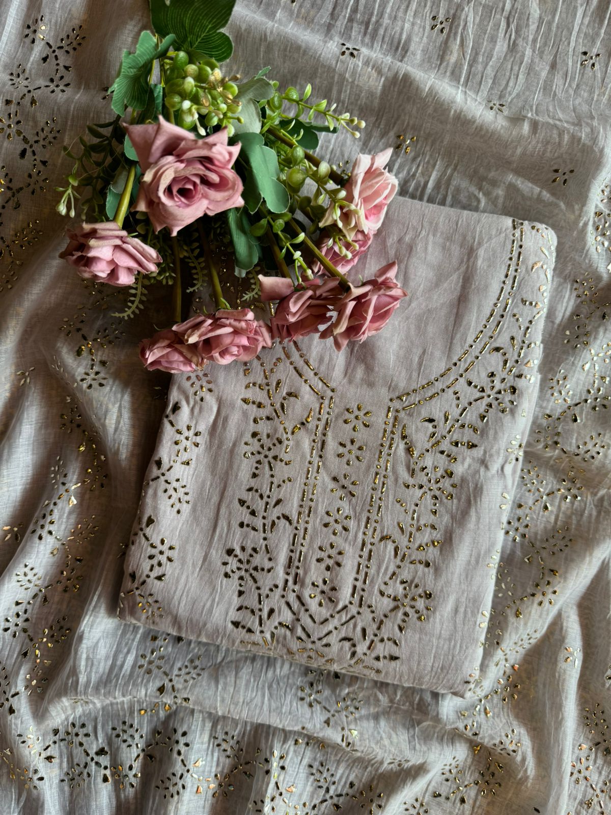 Mul Chanderi Articles with pitta work