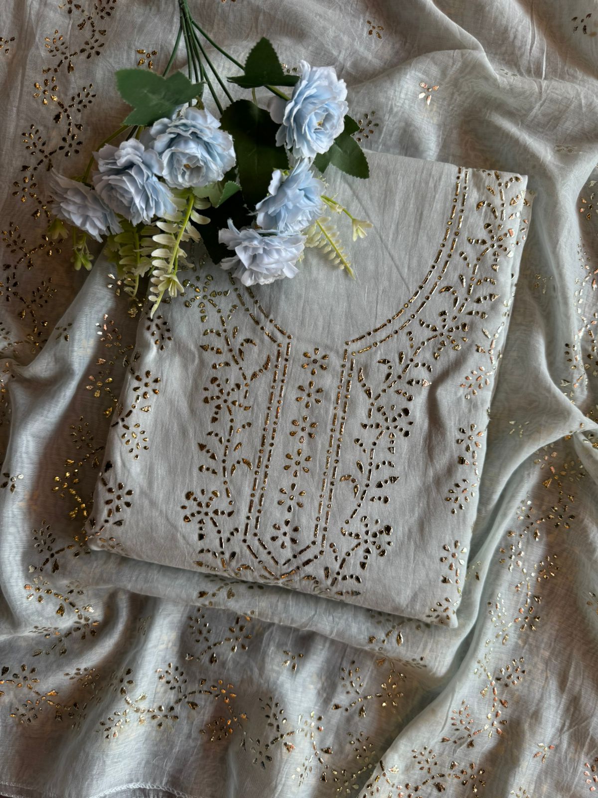 Mul Chanderi Articles with pitta work