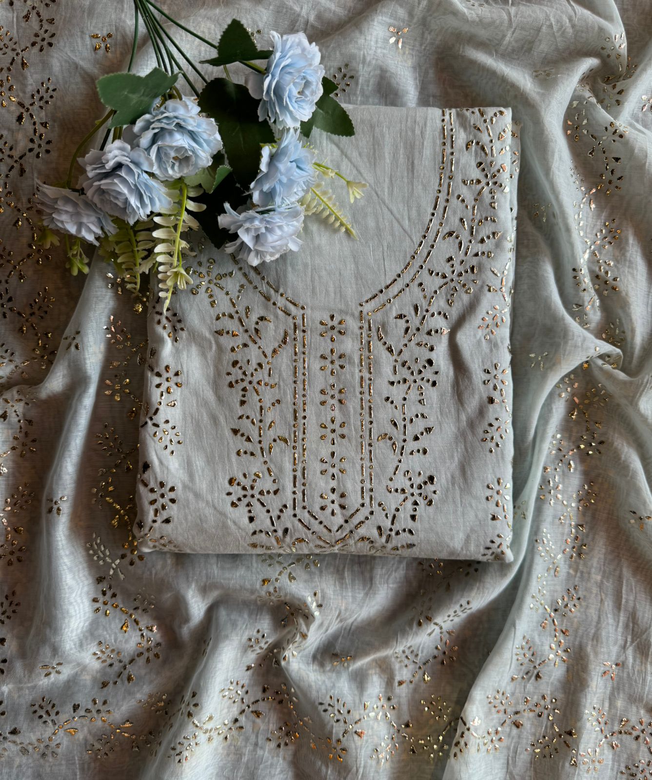 Mul Chanderi Articles with pitta work