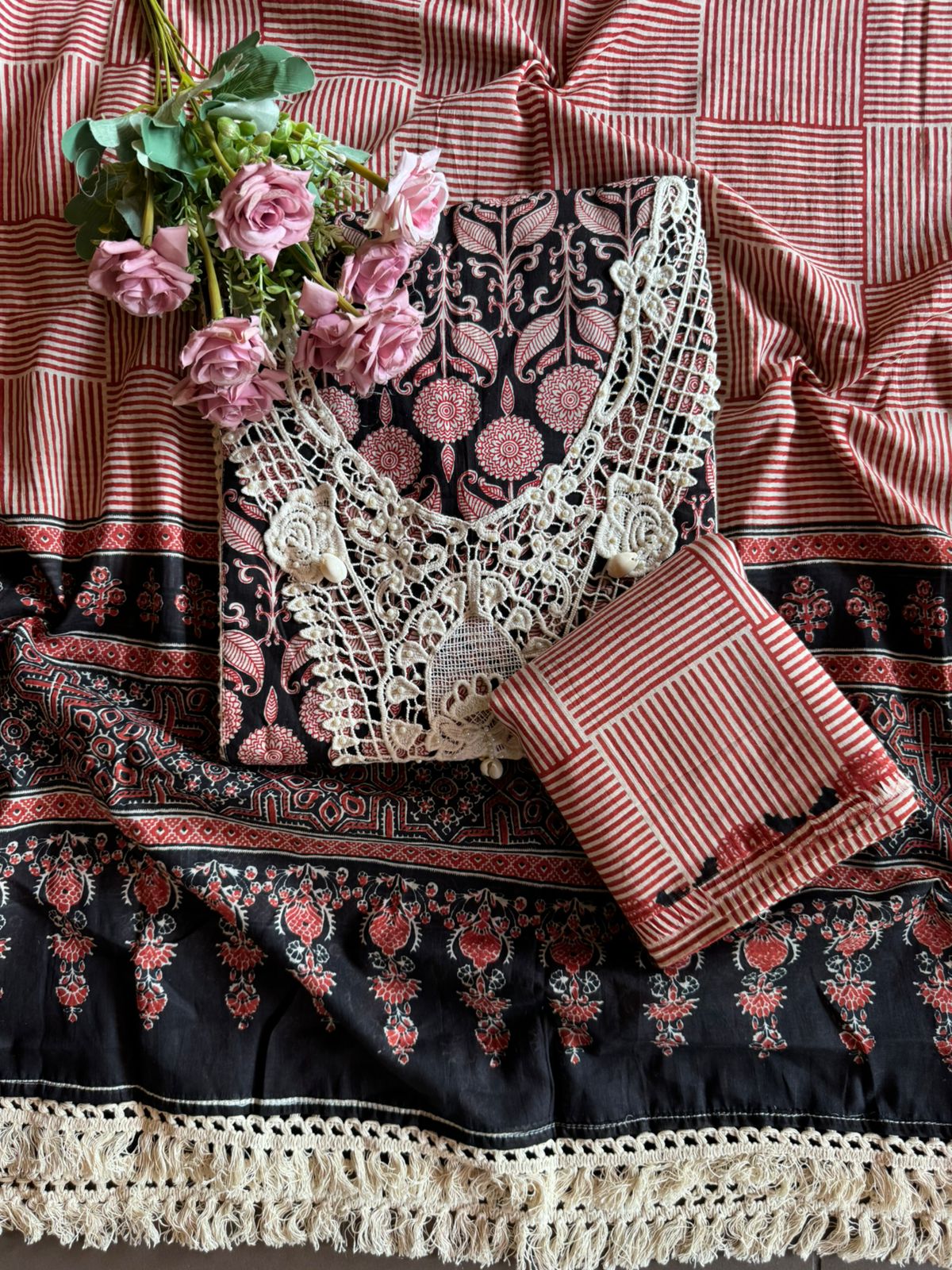 Pure cotton Collections with ajrakh printing done