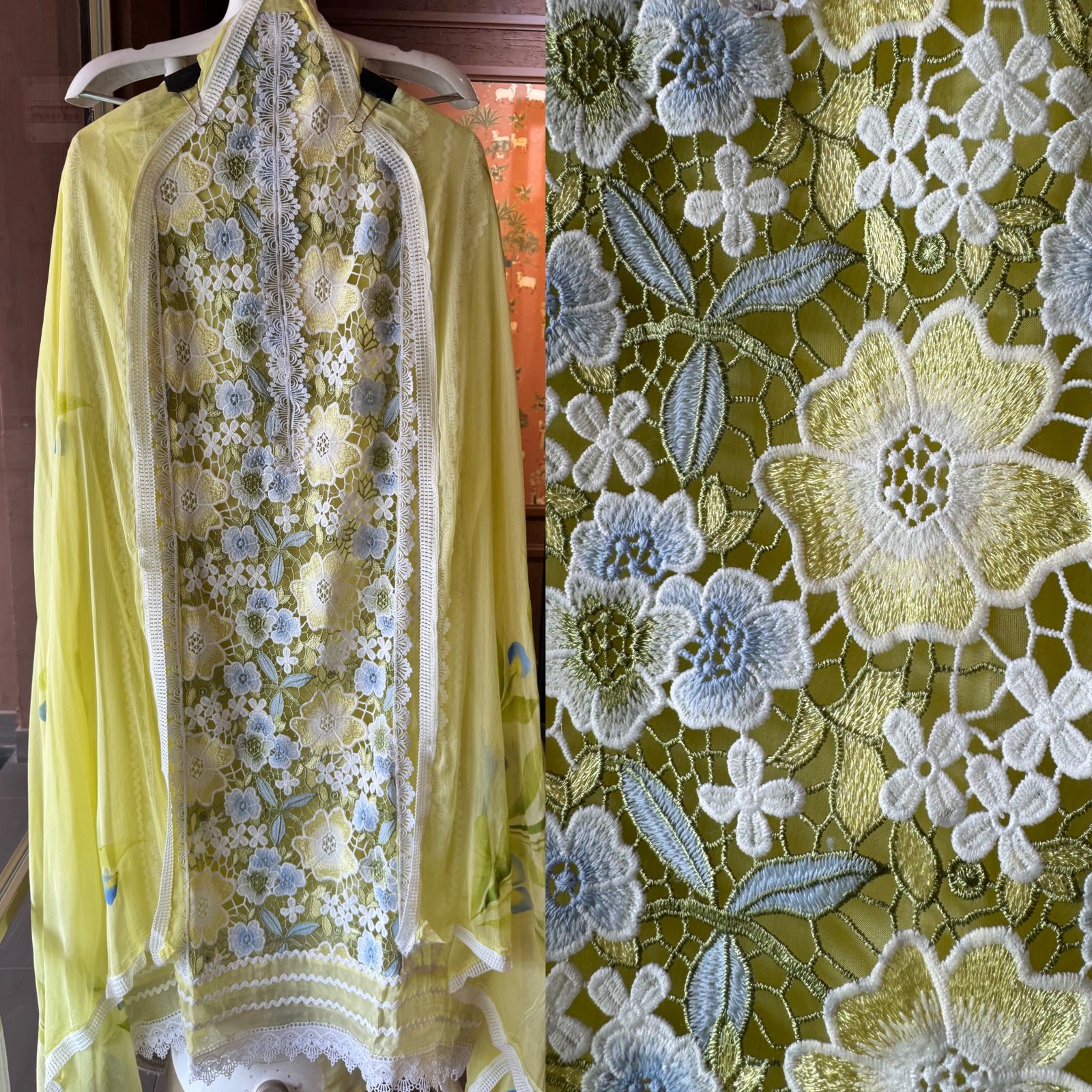 Cutwork crochia Designer front with cotton crochia