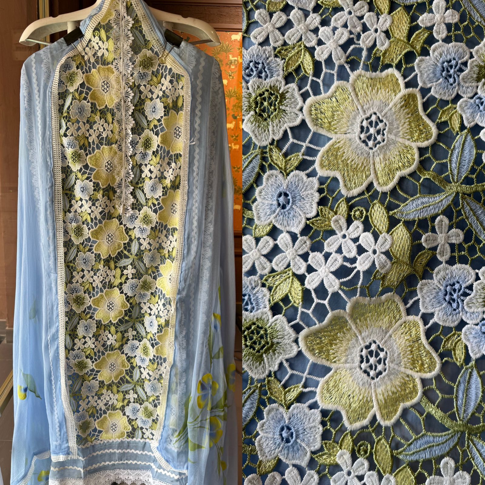 Cutwork crochia Designer front with cotton crochia