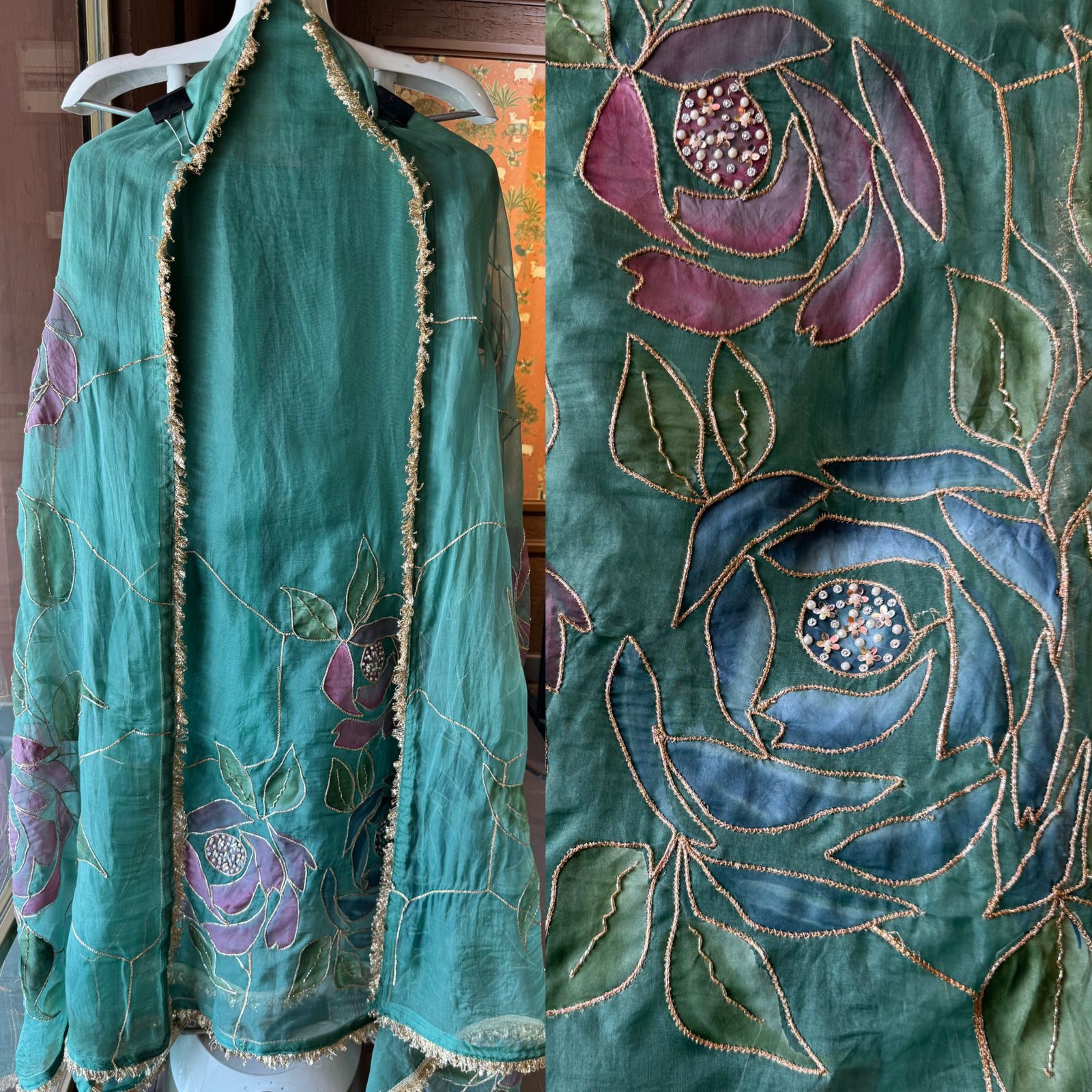 Pure organza Unstitched Suits with Handpainted concept and gotta kinari laces