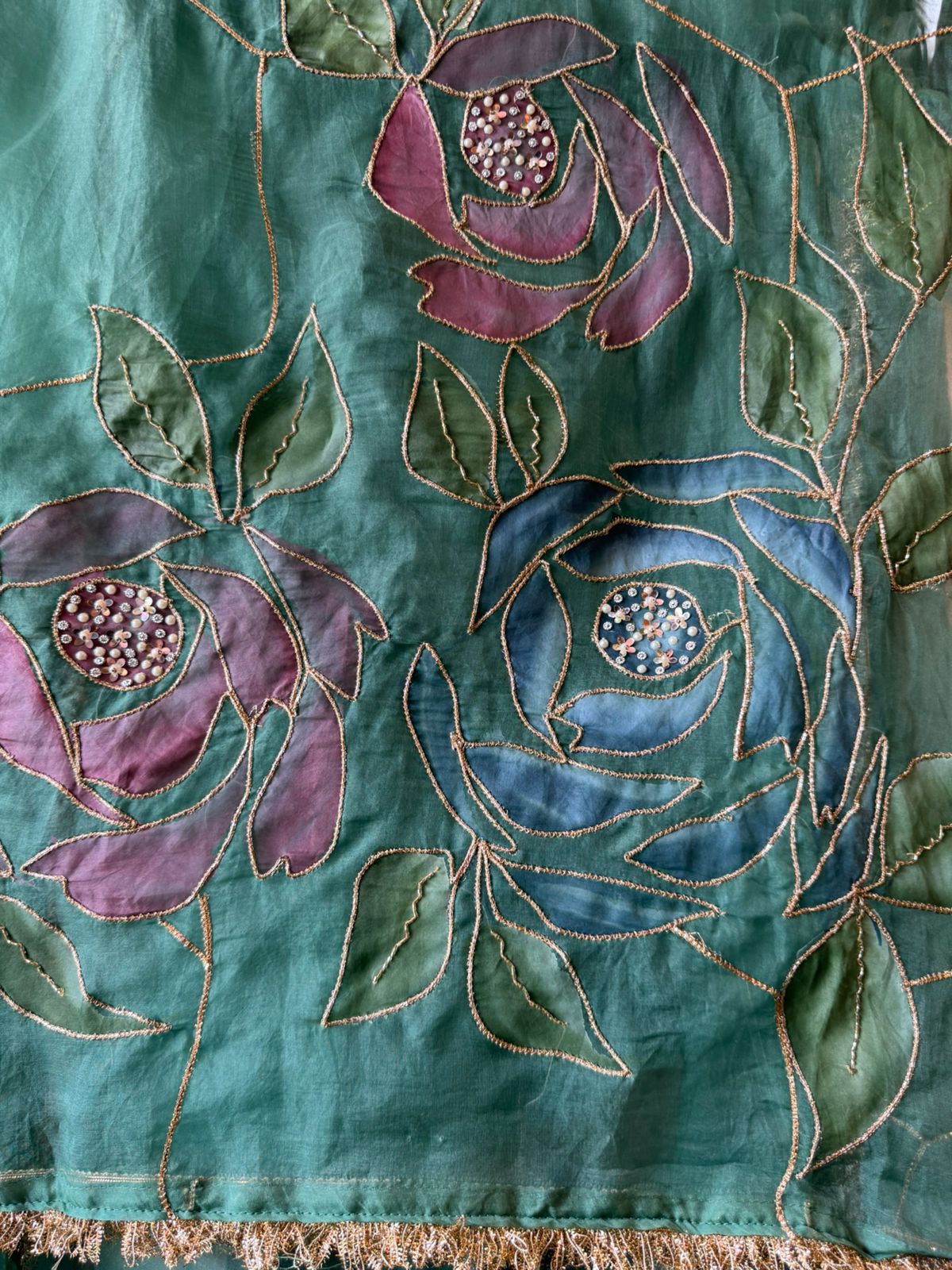 Pure organza Unstitched Suits with Handpainted concept and gotta kinari laces