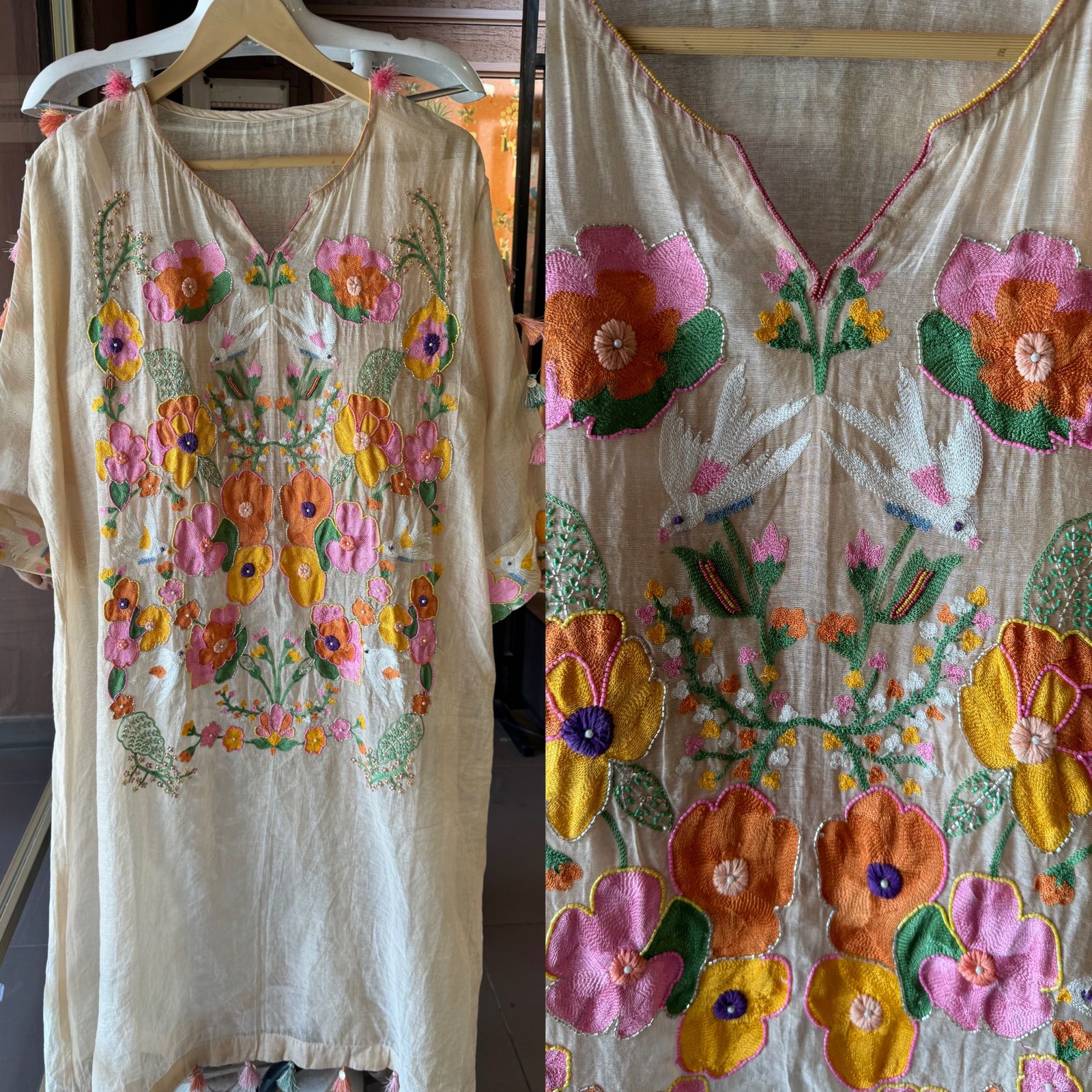 Pure Mul shimmer chanderi stitched kurta