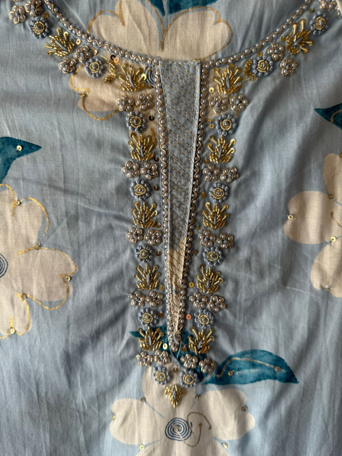 Floral digital printed unstitched cotton Suit