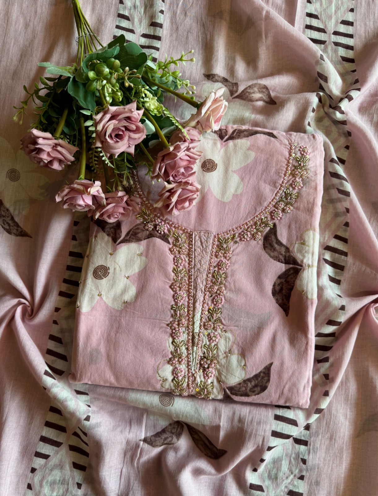 Floral digital printed unstitched cotton Suit