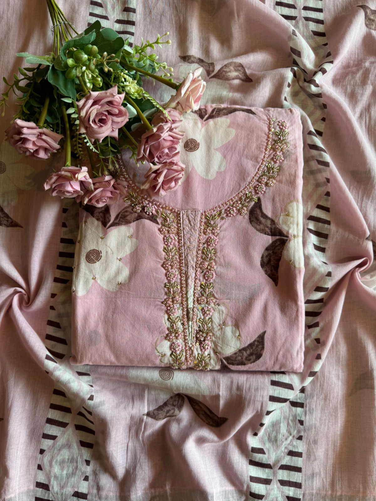 Floral digital printed unstitched cotton Suit