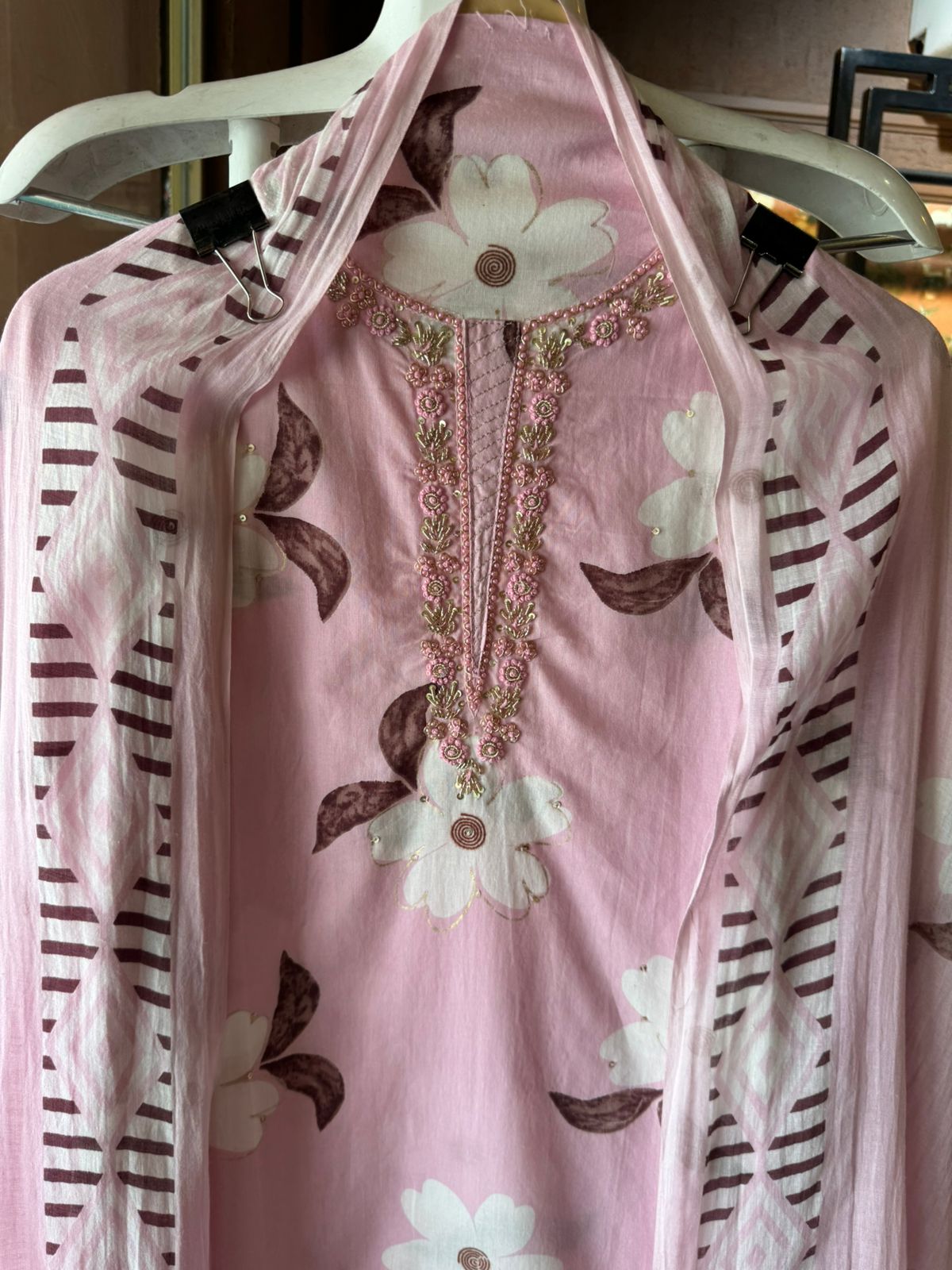 Floral digital printed unstitched cotton Suit