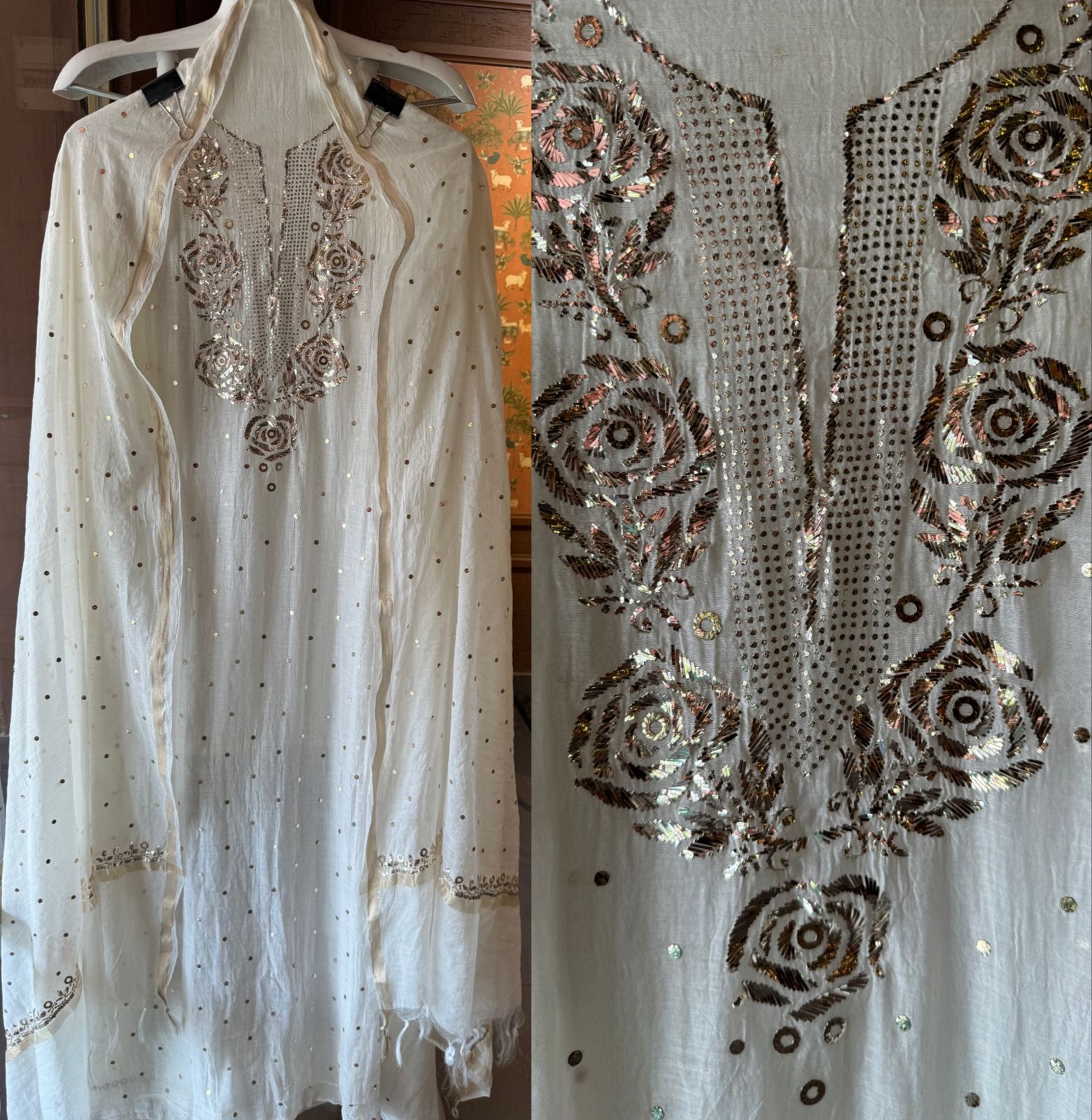 Pure Mul chanderi Two Piece set of shirt and dupatta