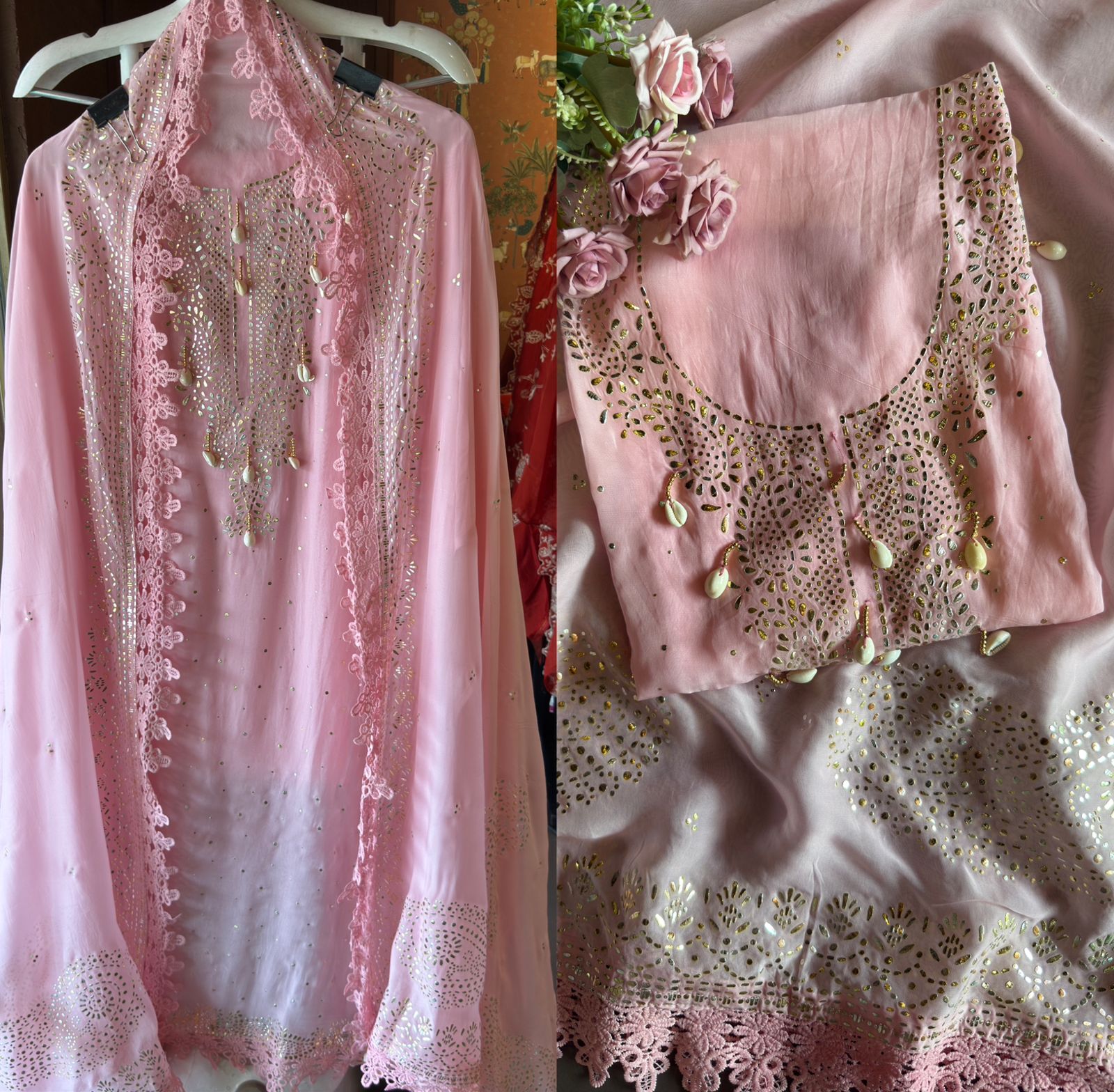 Soft organza unstitched shirt