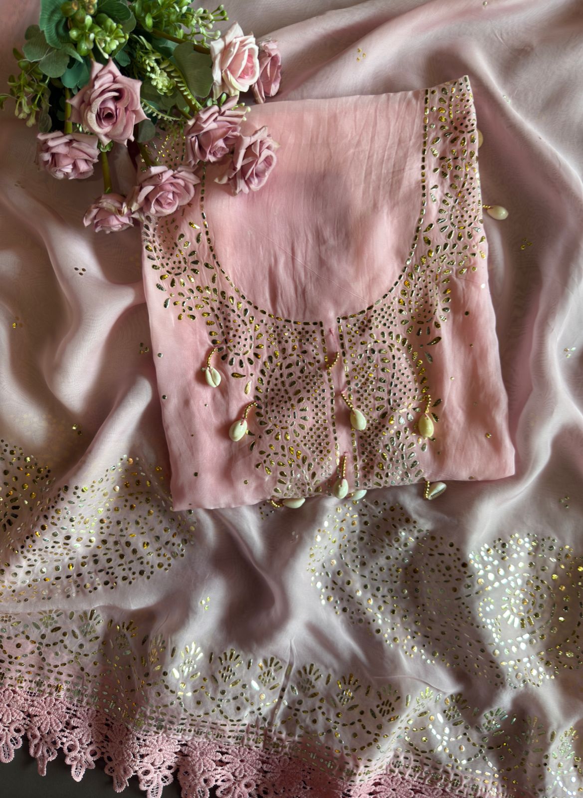 Soft organza unstitched shirt