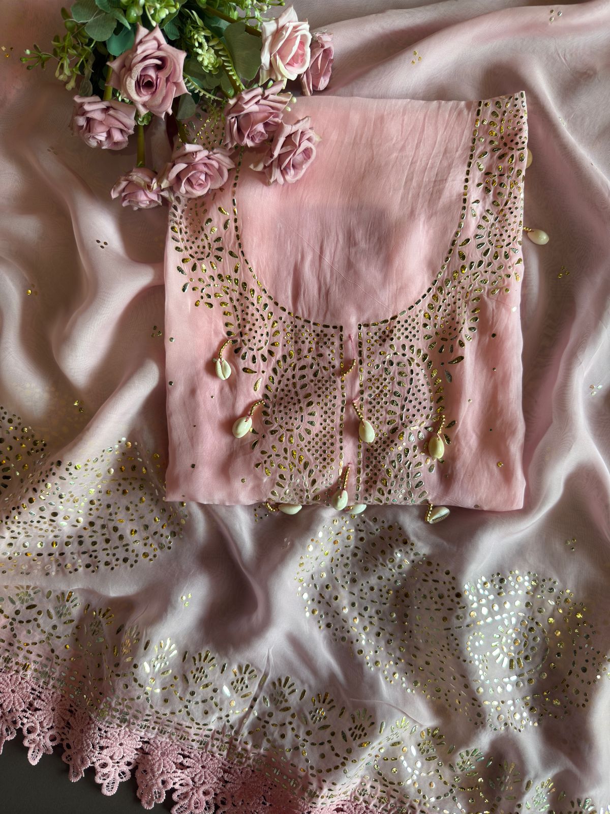 Soft organza unstitched shirt