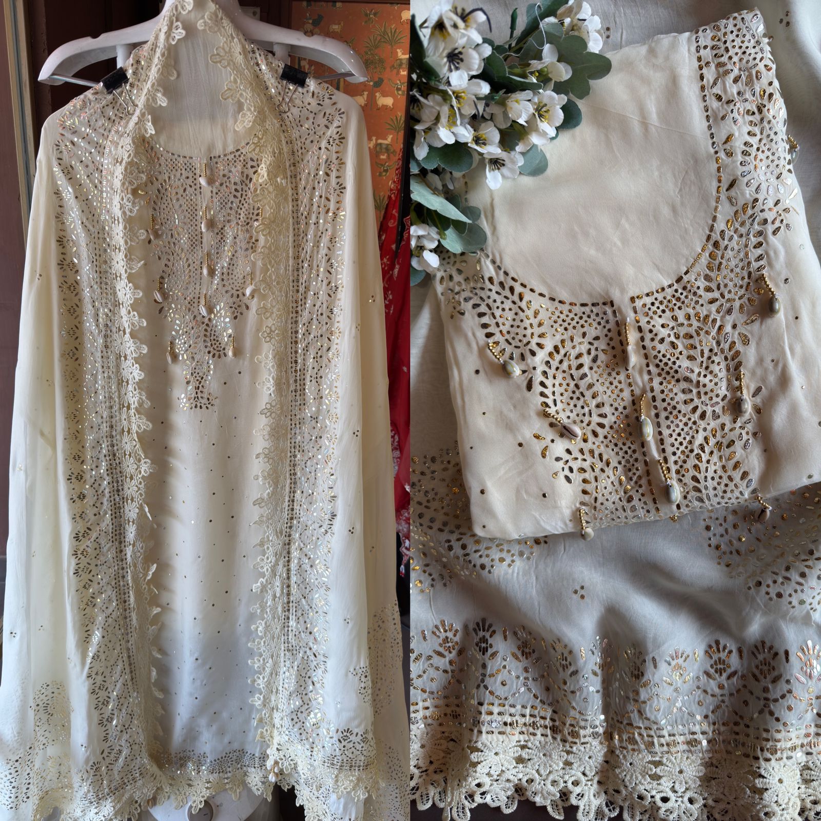 Soft organza unstitched shirt