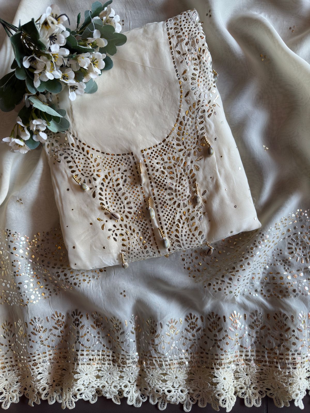 Soft organza unstitched shirt