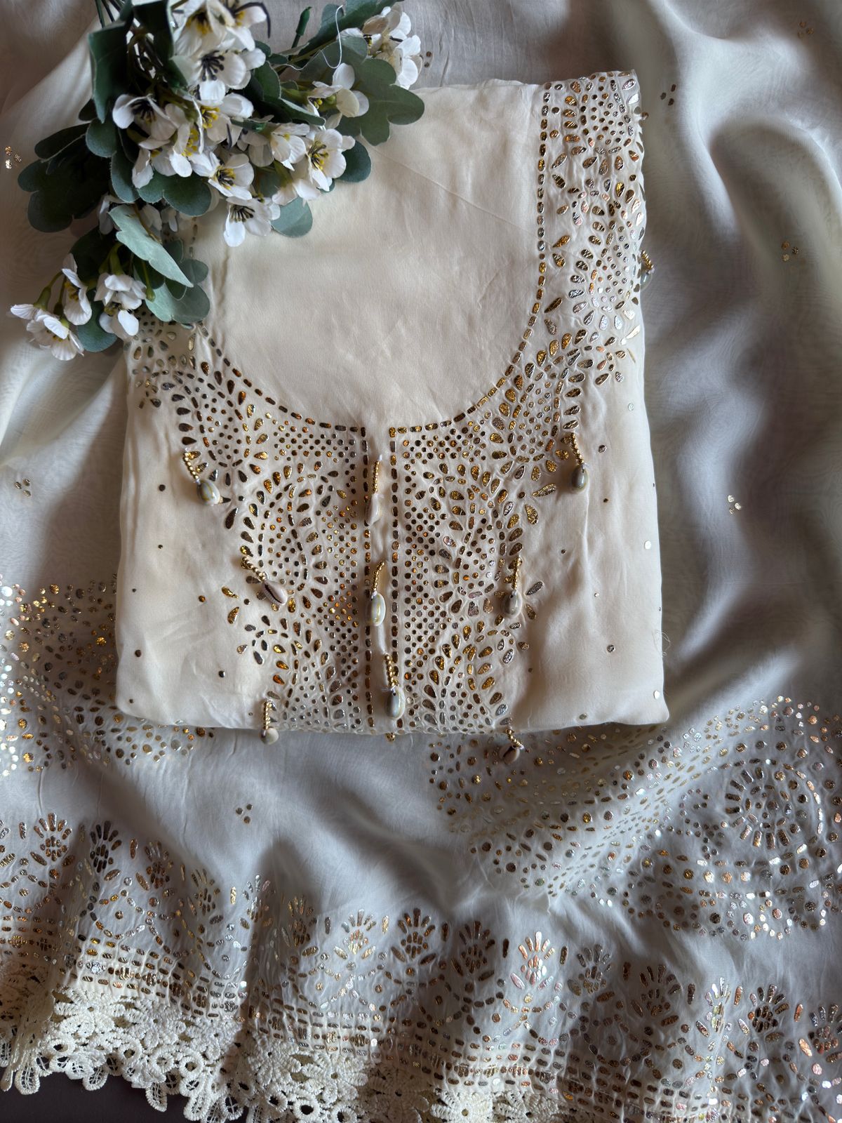 Soft organza unstitched shirt