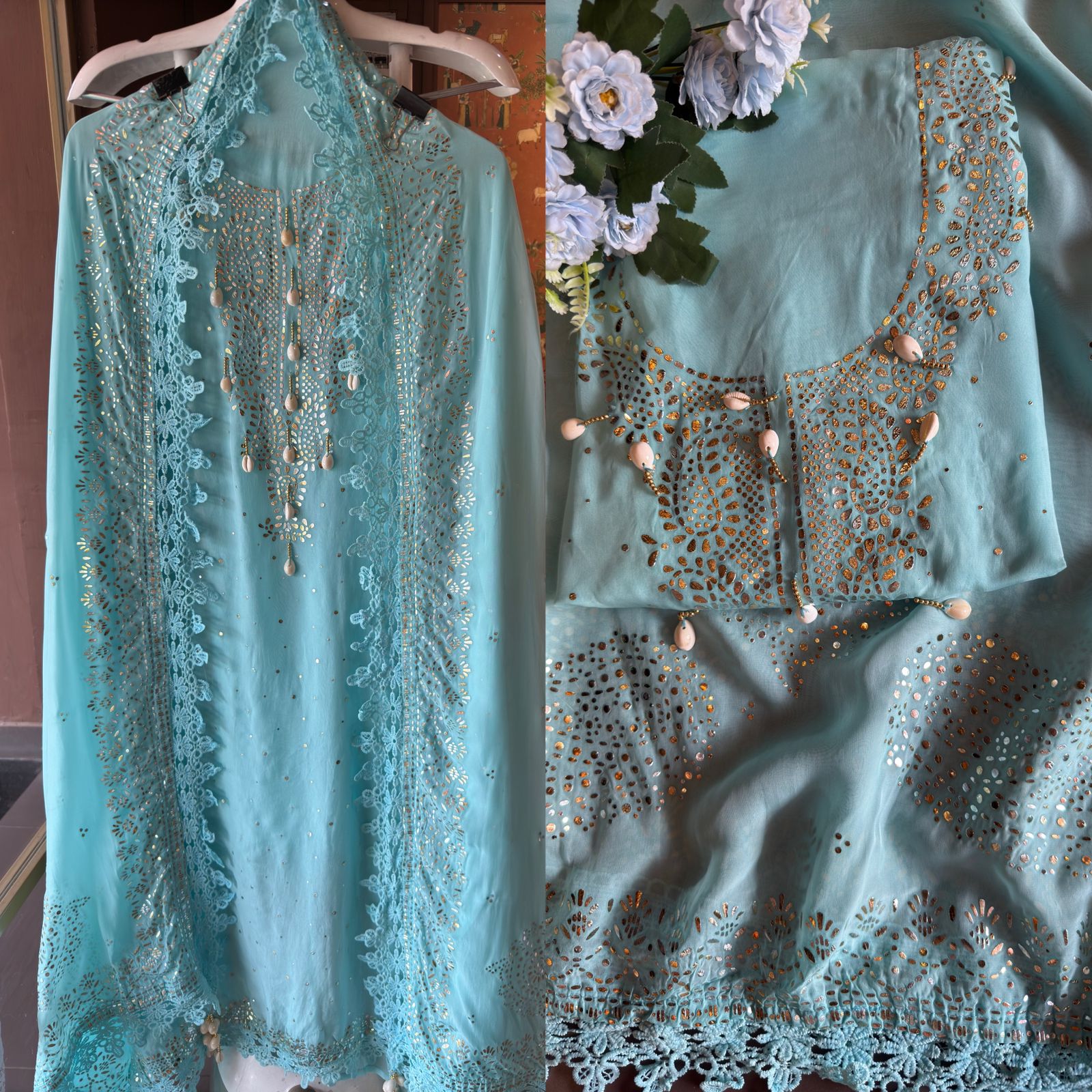 Soft organza unstitched shirt