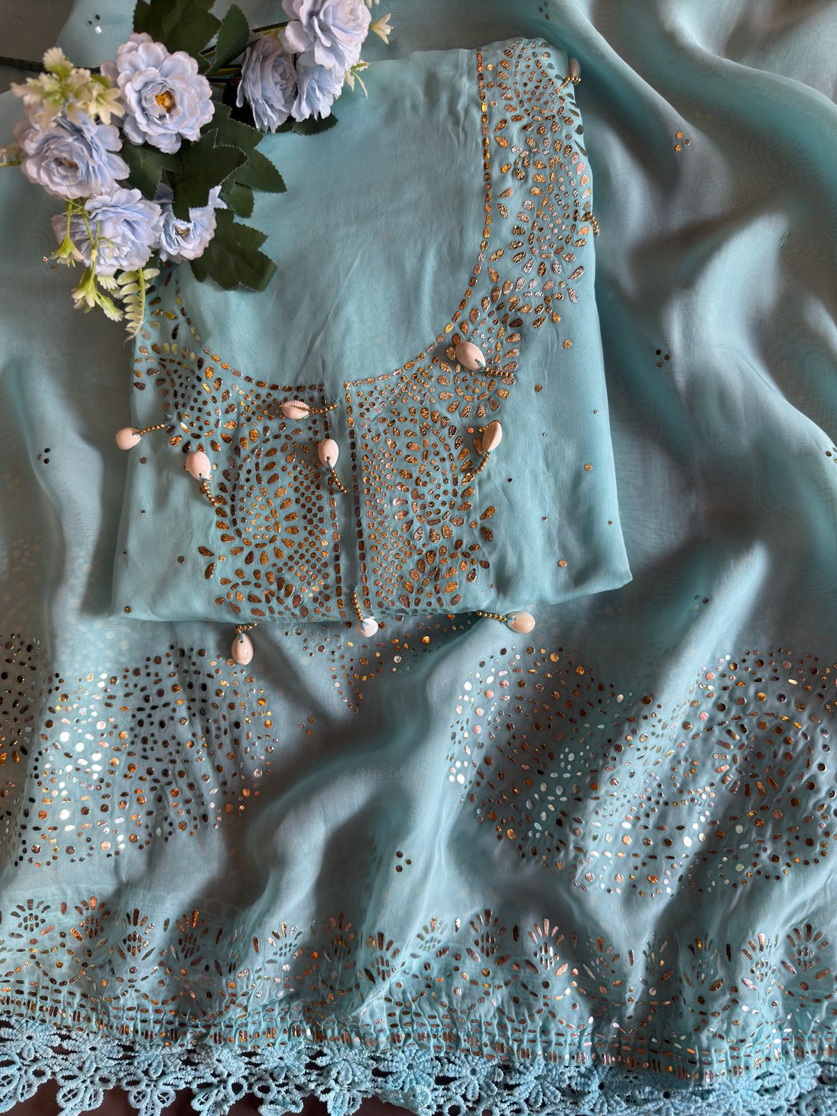 Soft organza unstitched shirt