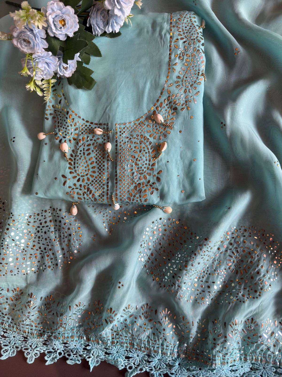 Soft organza unstitched shirt