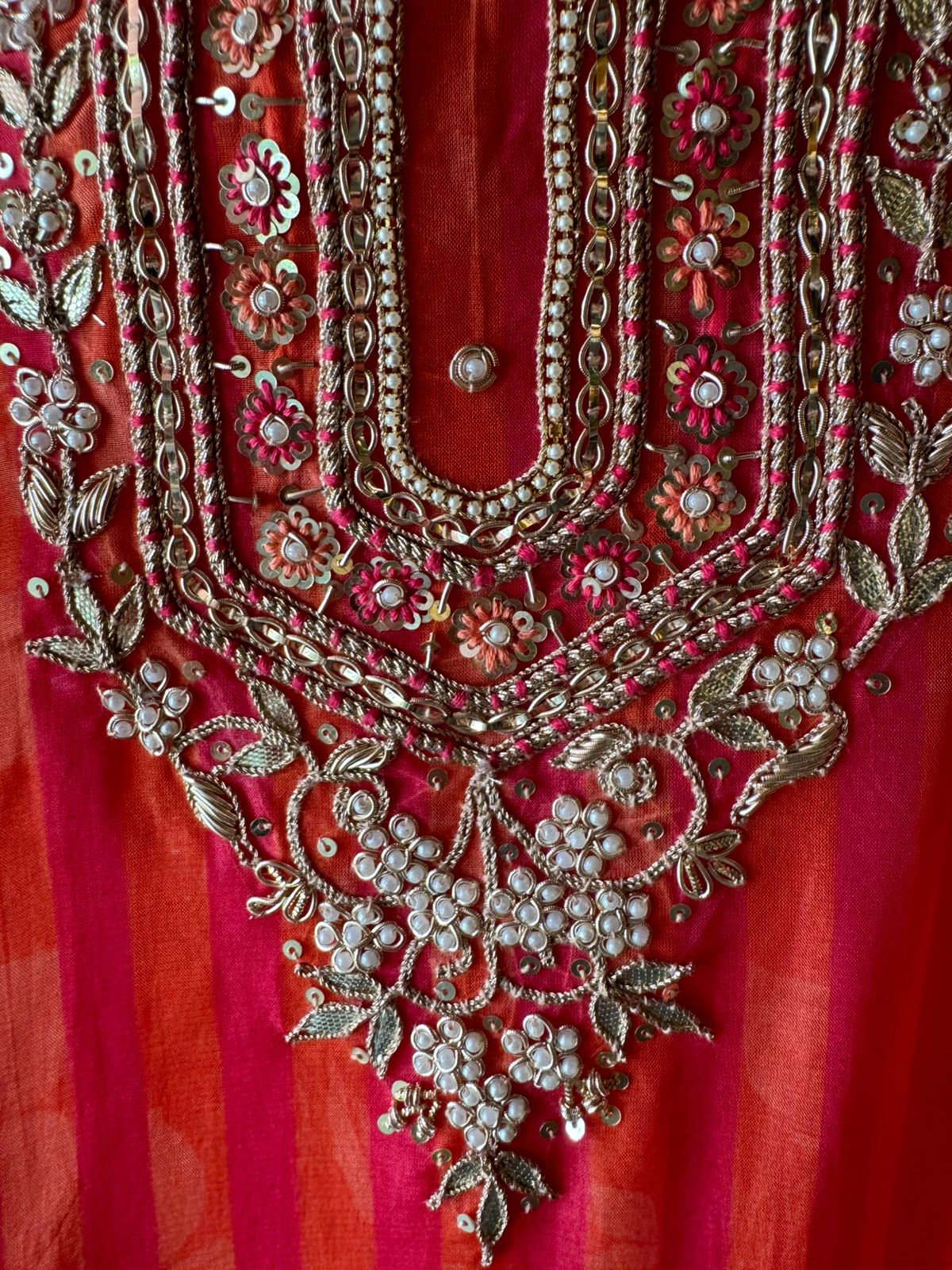 Stripe Soft organza Unstitched Shirt