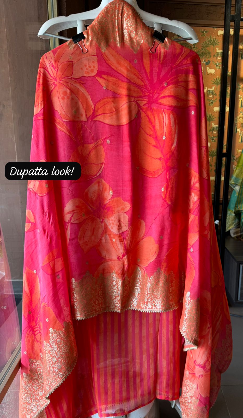 Stripe Soft organza Unstitched Shirt