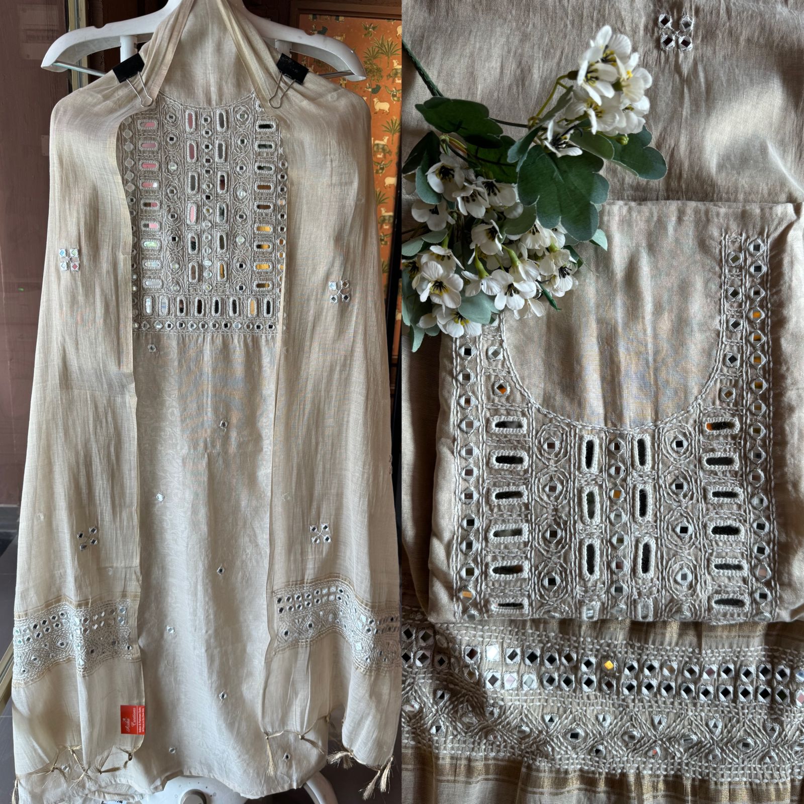 Pure Chanderi jacquard Unstitched Shirt