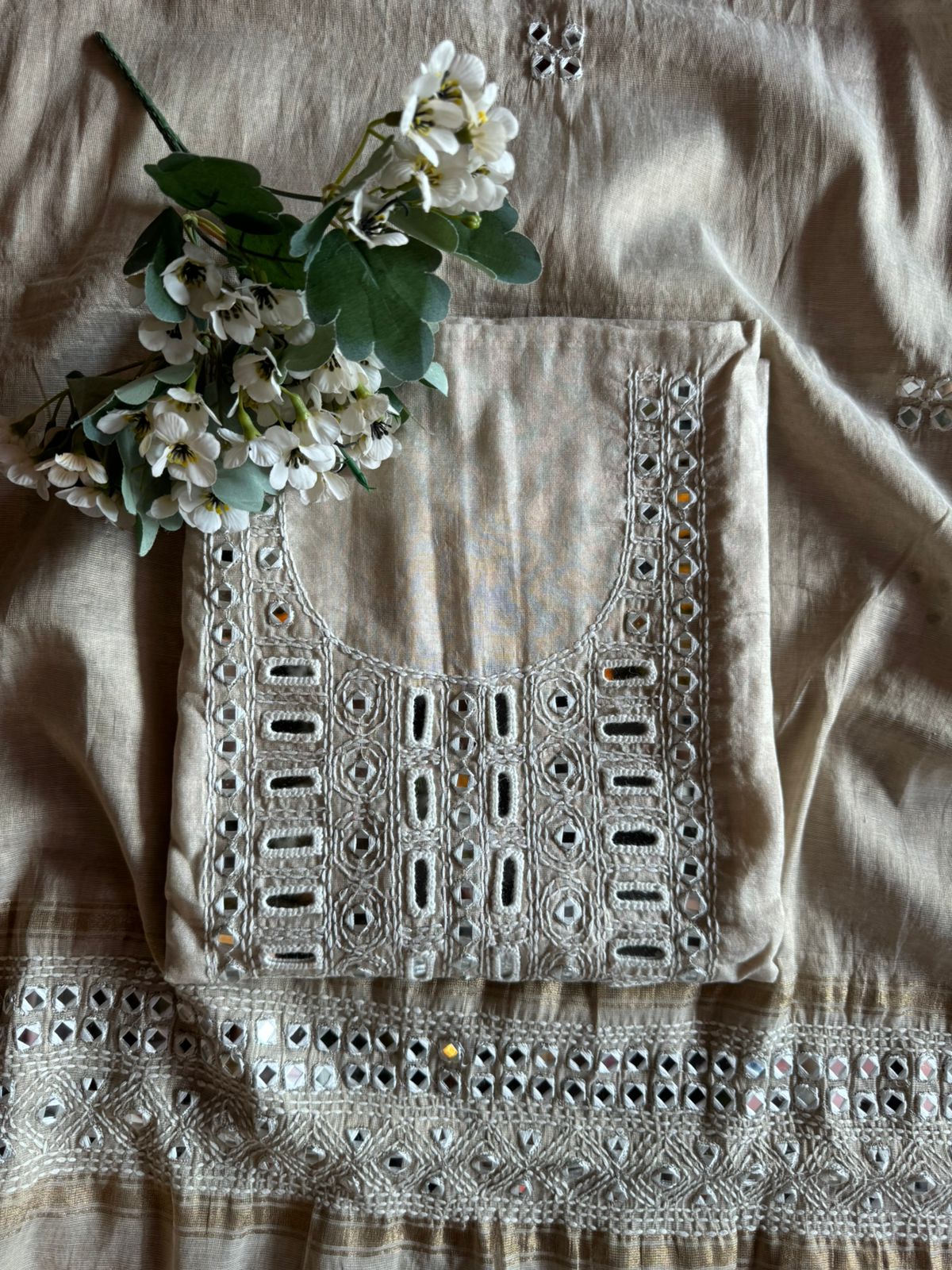 Pure Chanderi jacquard Unstitched Shirt