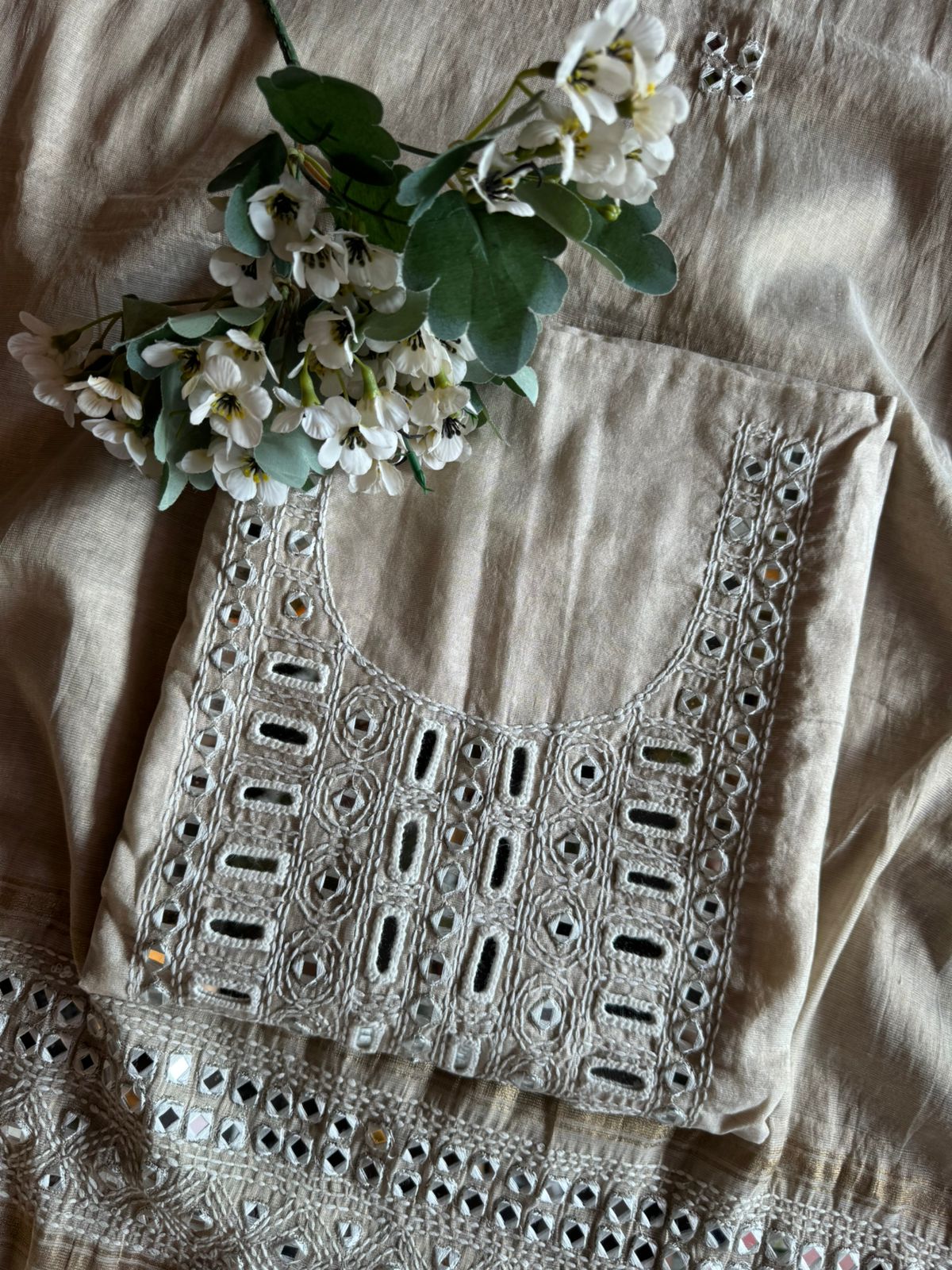 Pure Chanderi jacquard Unstitched Shirt