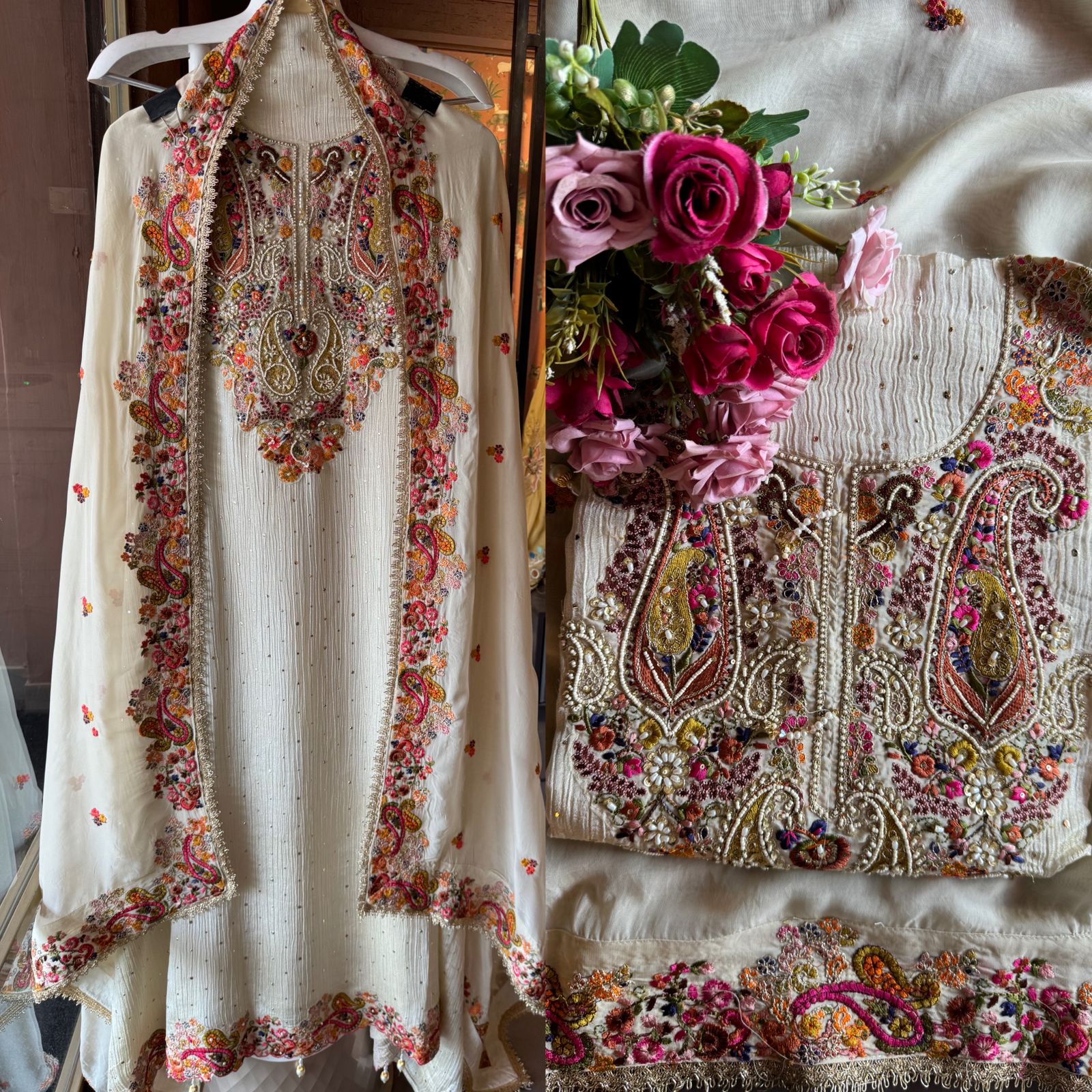 Crushed tissue unstitched shirt design with stone highlighting overall the shirt front