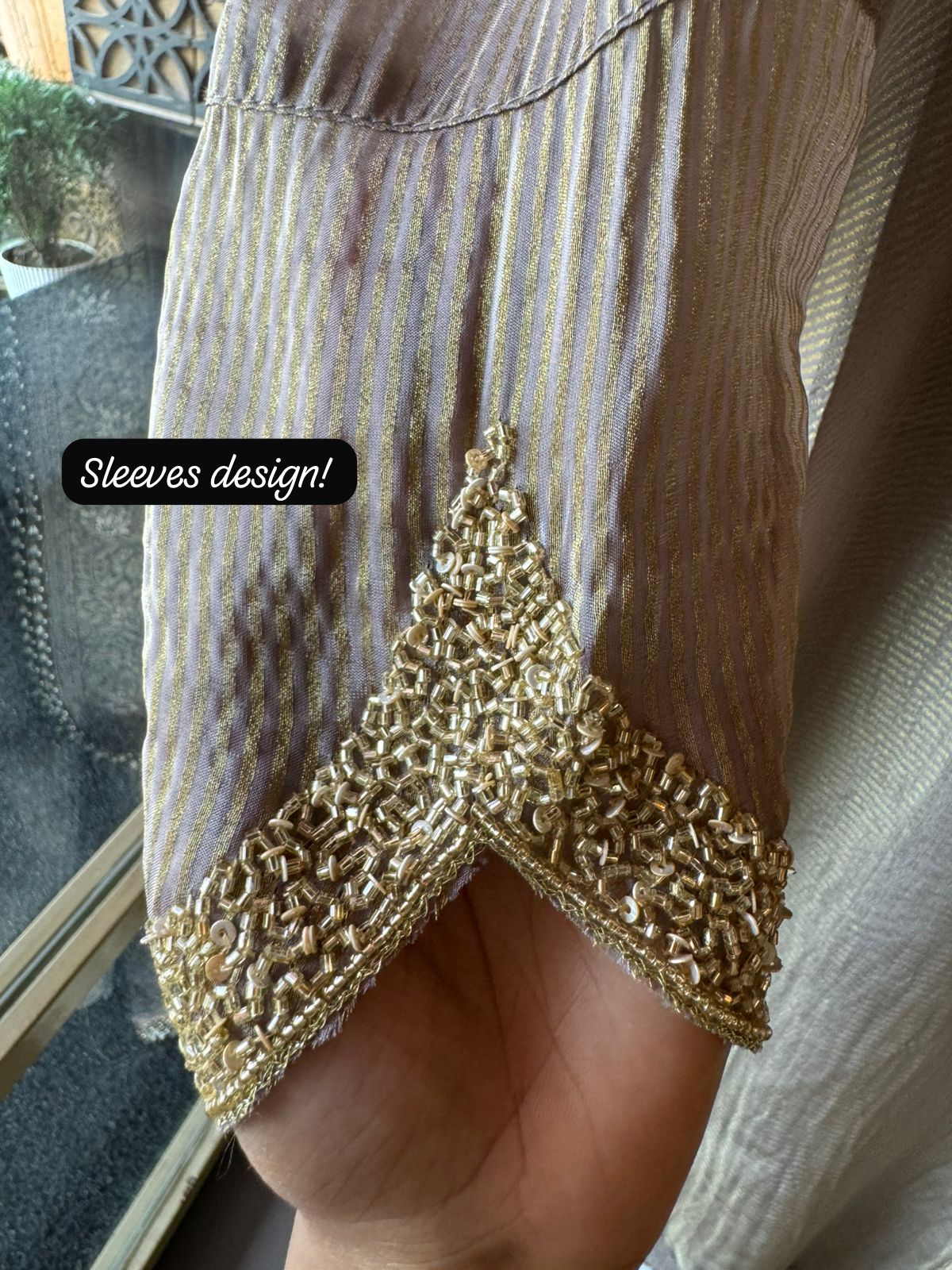 Self Tissue Kurta with Gold lurex Semi stitched shirt