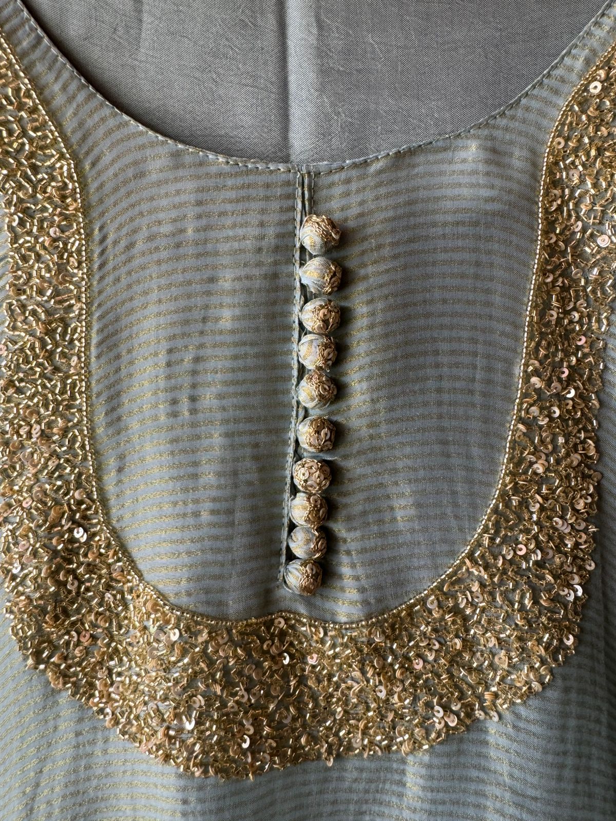 Self Tissue Kurta with Gold lurex Semi stitched shirt