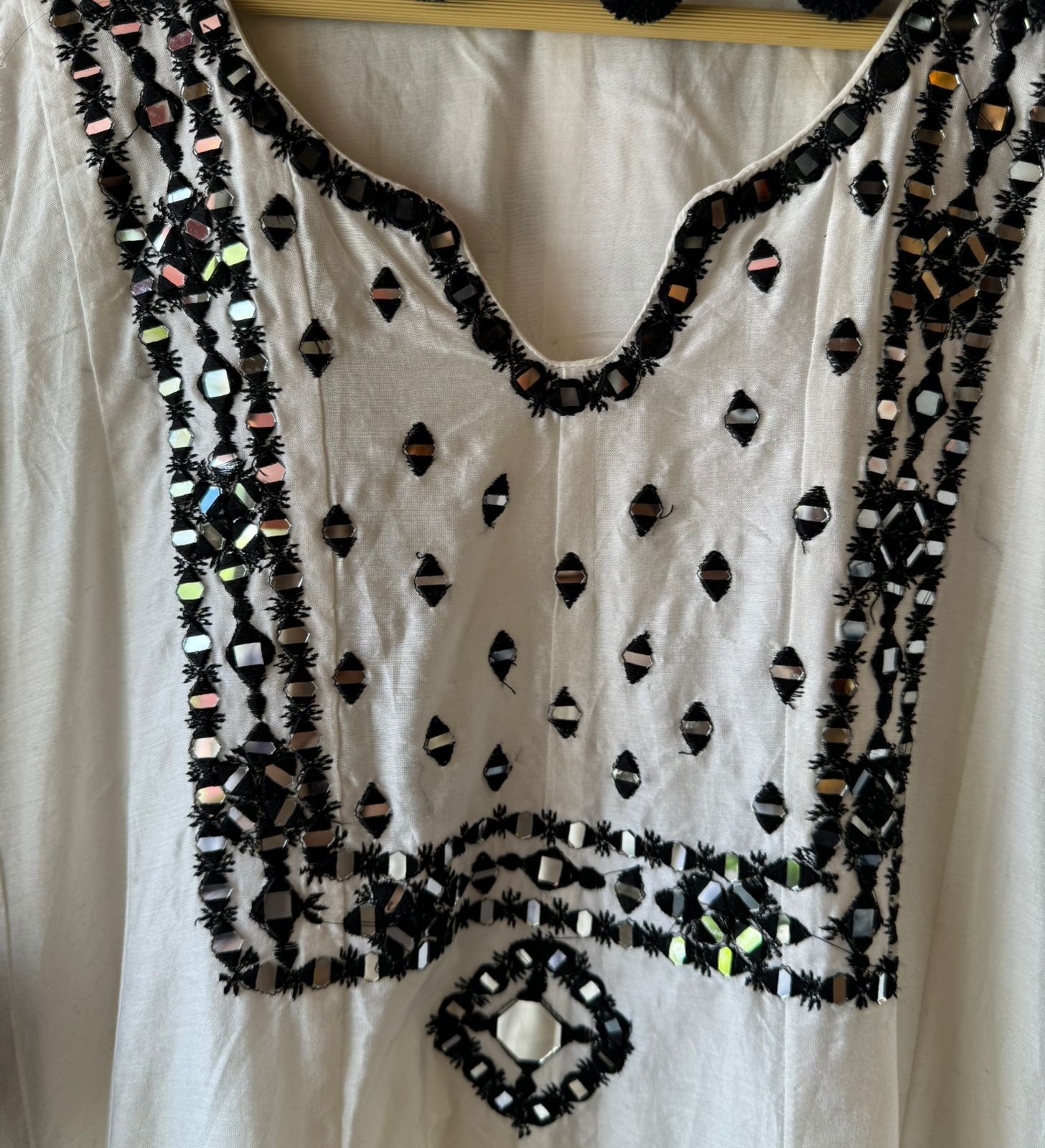 Pure soft silk chanderi shirt  With thread embroidered neckline