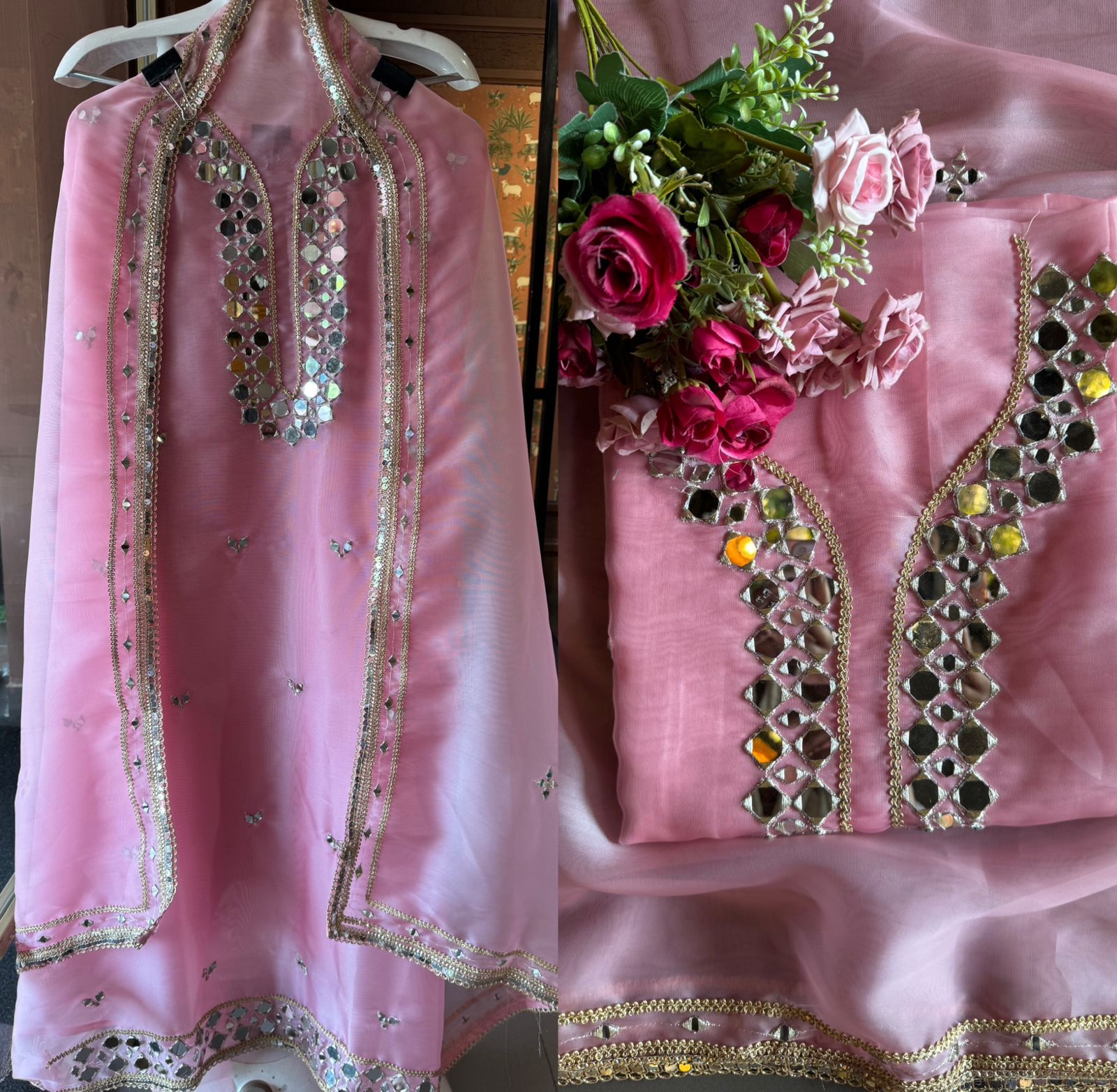 Soft organza unstitched Suits with beautiful original